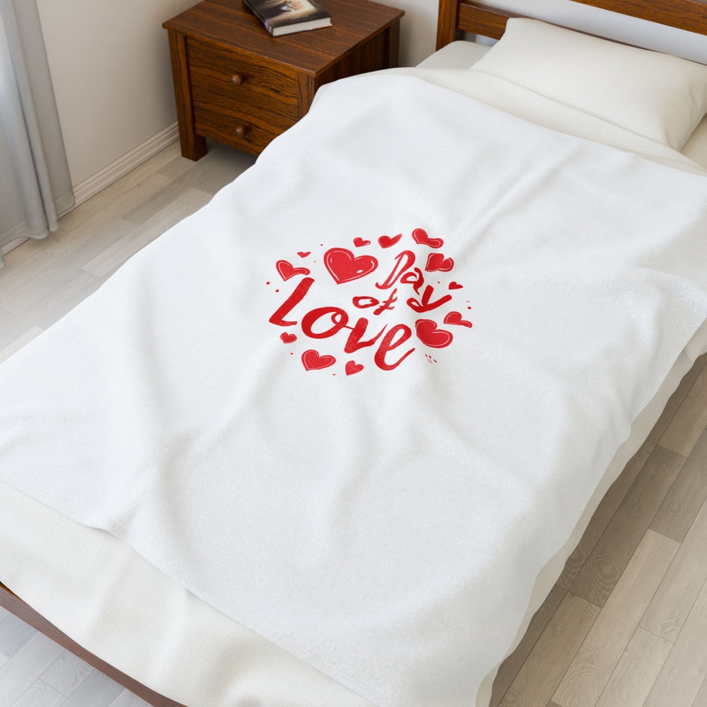 Day of Love Velveteen Plush Blanket - Valentine's Heart Cozy Throw