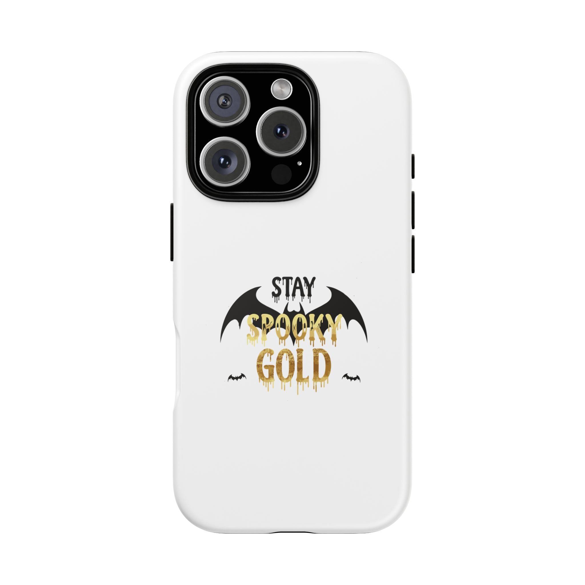 Stay Spooky Gold Phone Case Halloween Bat Design