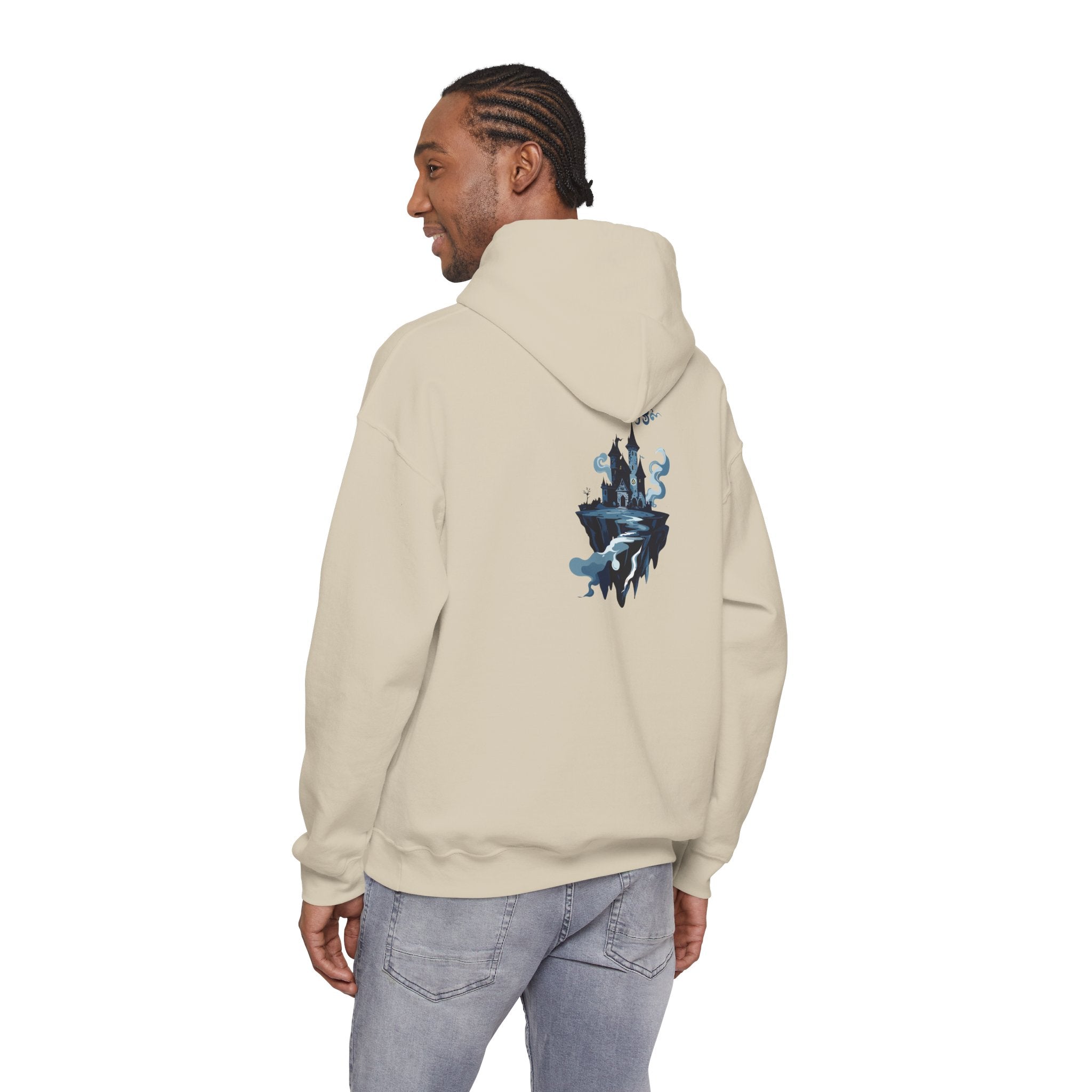 Castle Island Hoodie Floating Gothic Castle Graphic Hooded Sweatshirt