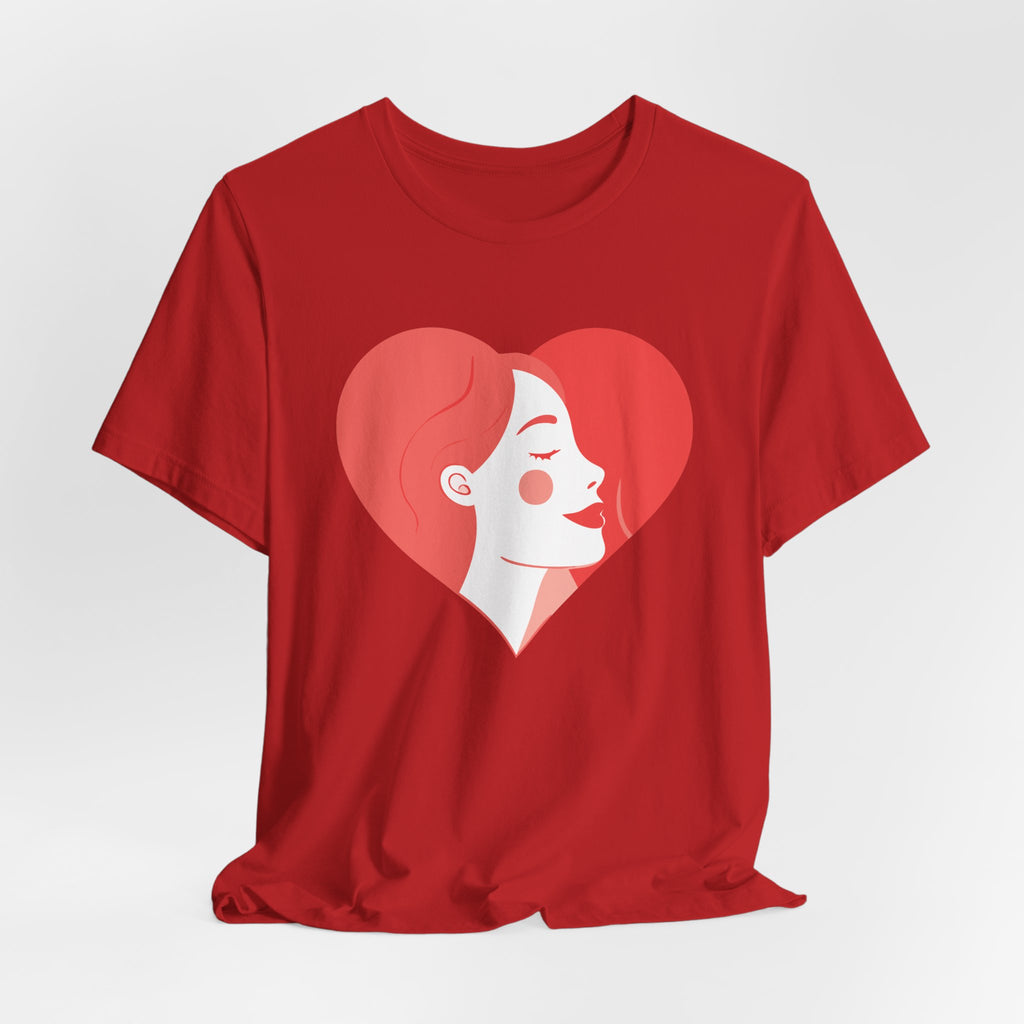Heart Profile Tee - Minimal Romantic Woman Illustration T-Shirt