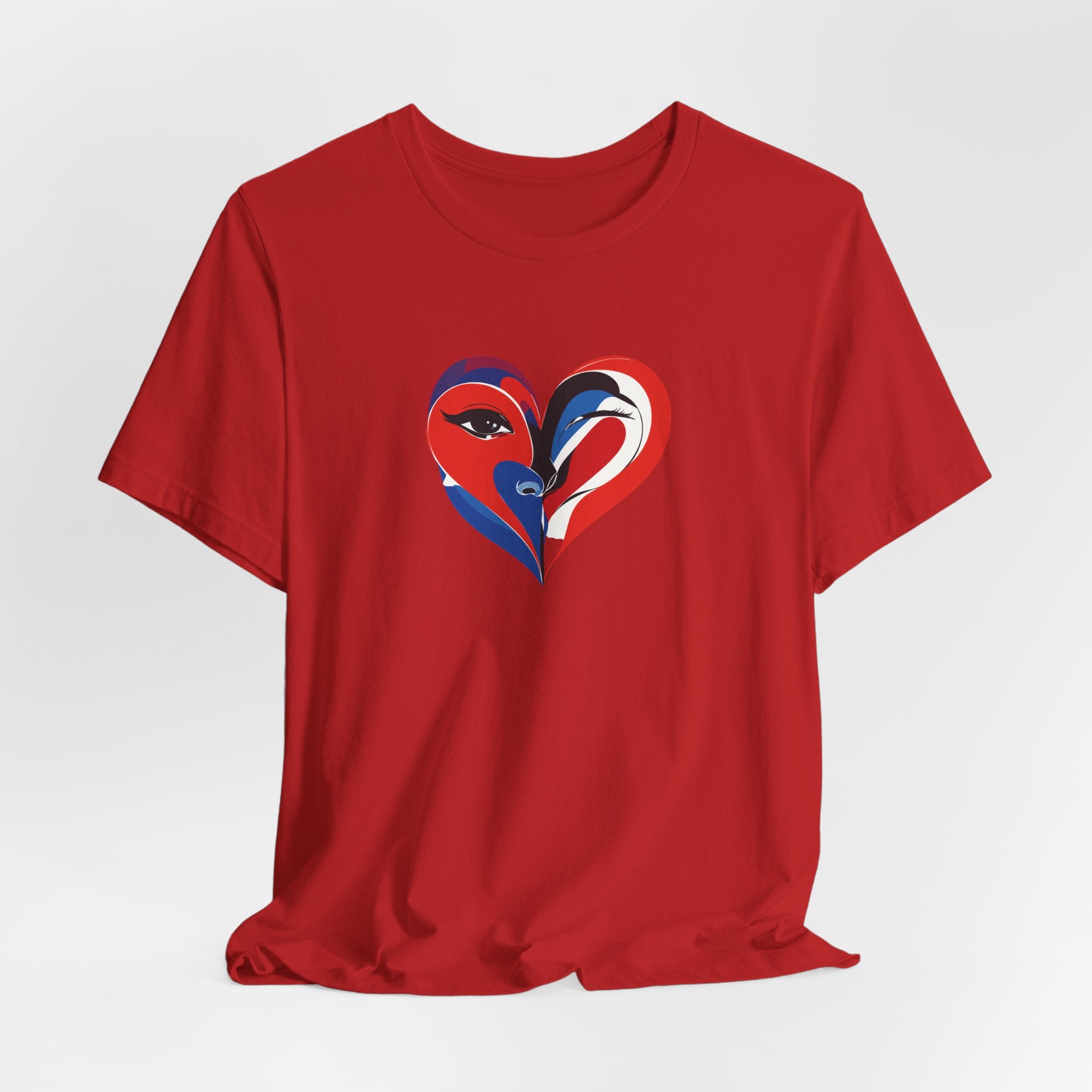 Heart Portrait Tee Romantic Face Heart Graphic T‑Shirt