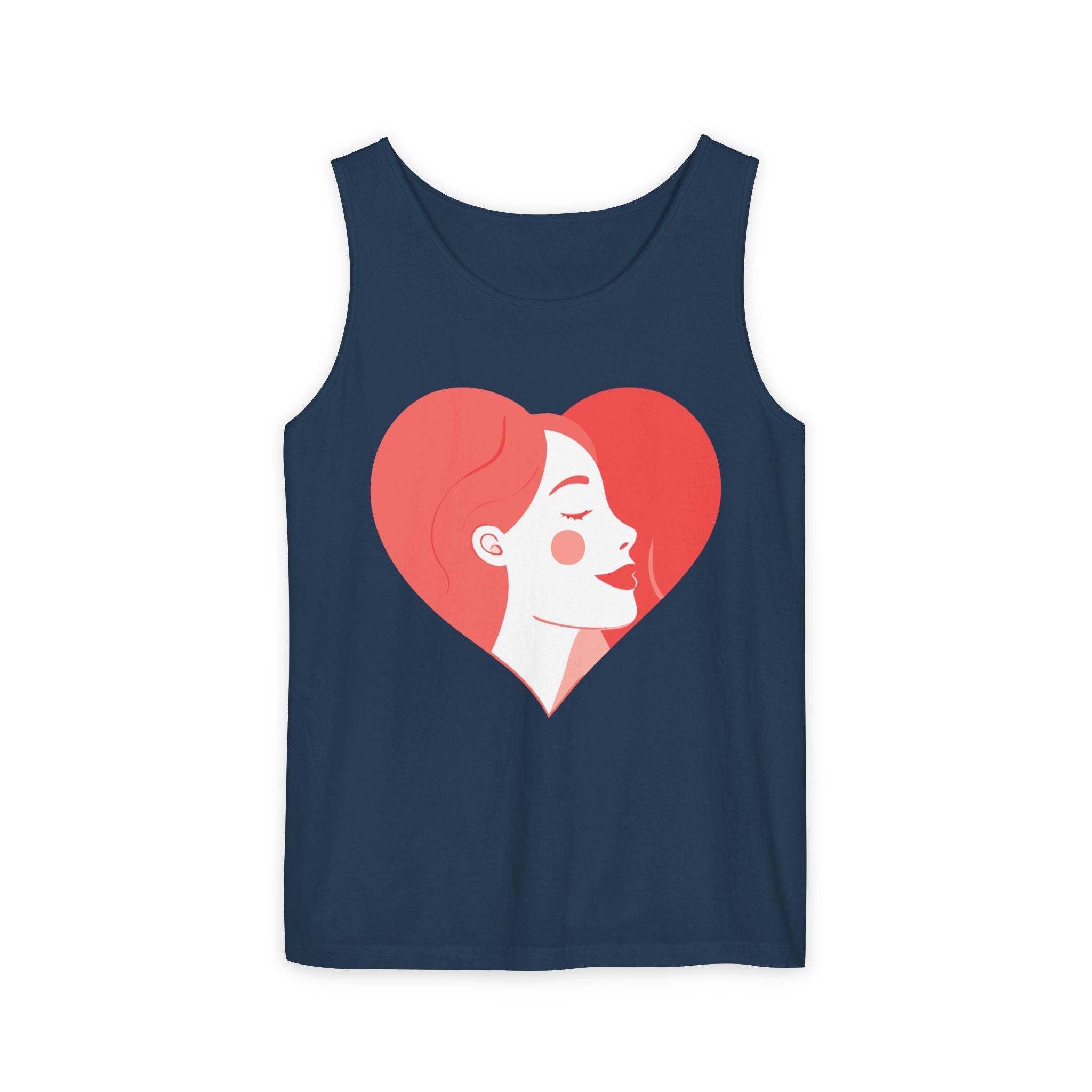 Heart Profile Tank Top — Minimal Feminine Love Graphic