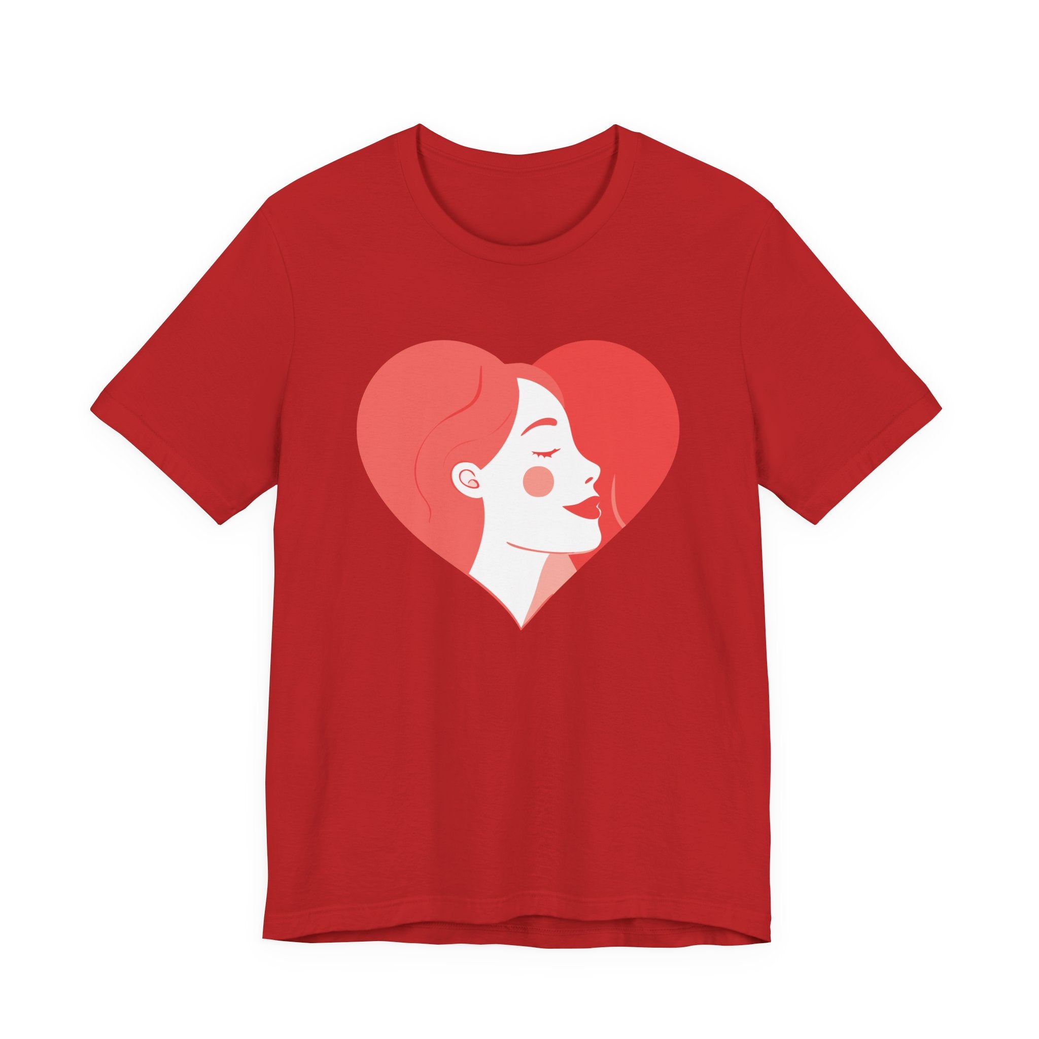 Heart Profile Tee - Minimal Romantic Woman Illustration T-Shirt