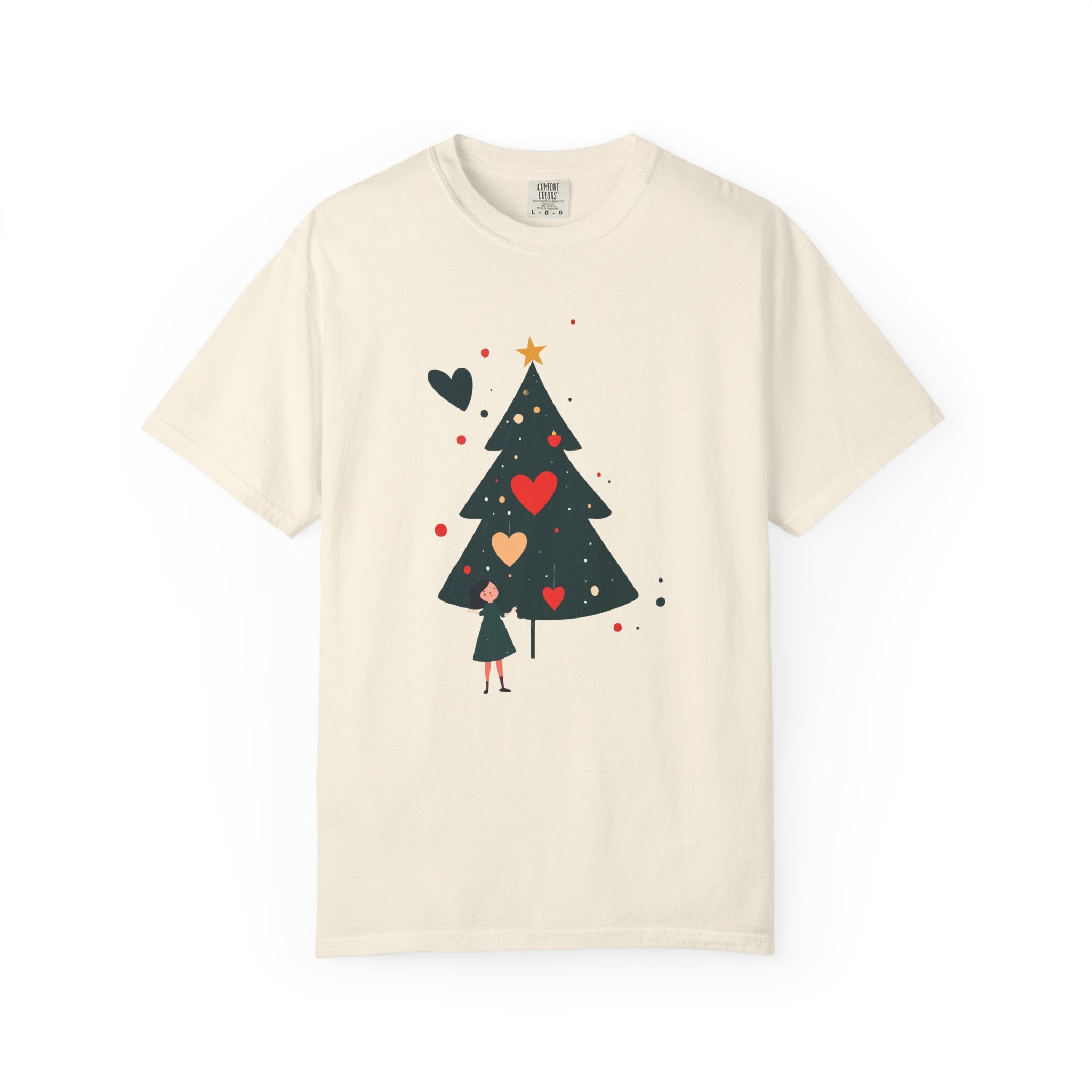 Christmas Tree Hearts T-Shirt — Cute Holiday Tree with Hearts Graphic