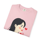T-Shirt — Minimal Cute Girl Profile with Hearts Graphic