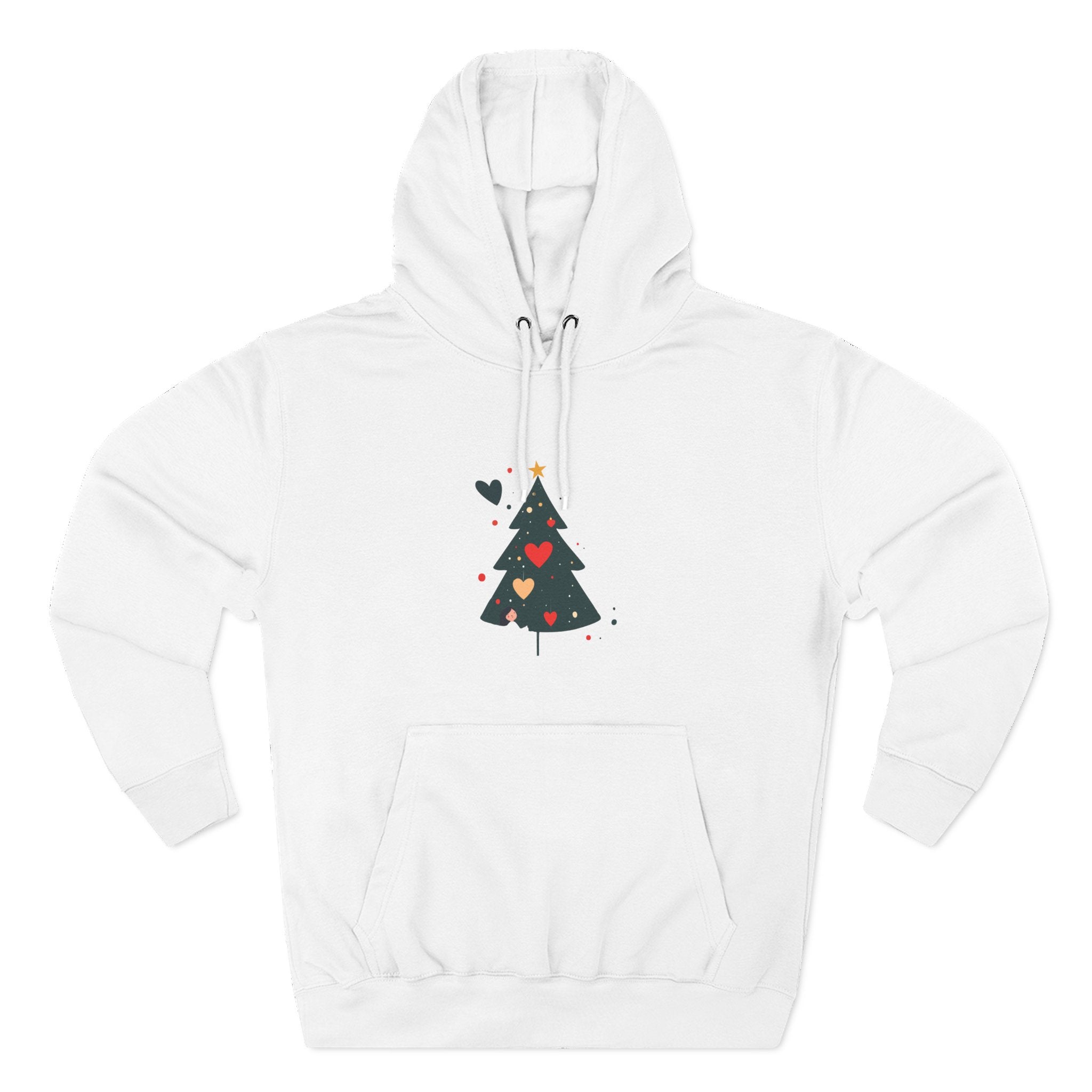 Christmas Tree Heart Hoodie – Cute Minimal Holiday Fleece Hoodie