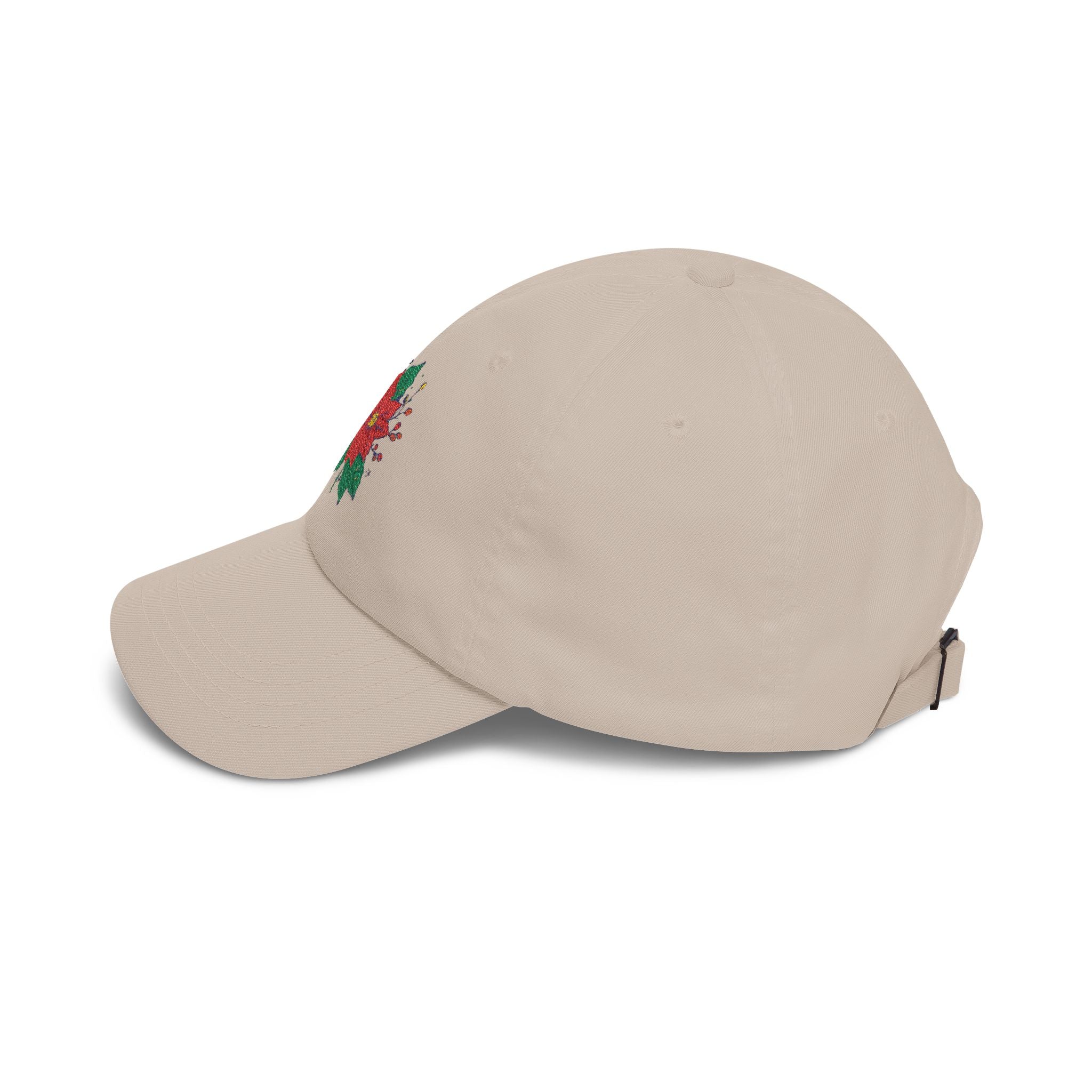 Poinsettia Dad Cap Holiday Floral Embroidered Baseball Hat