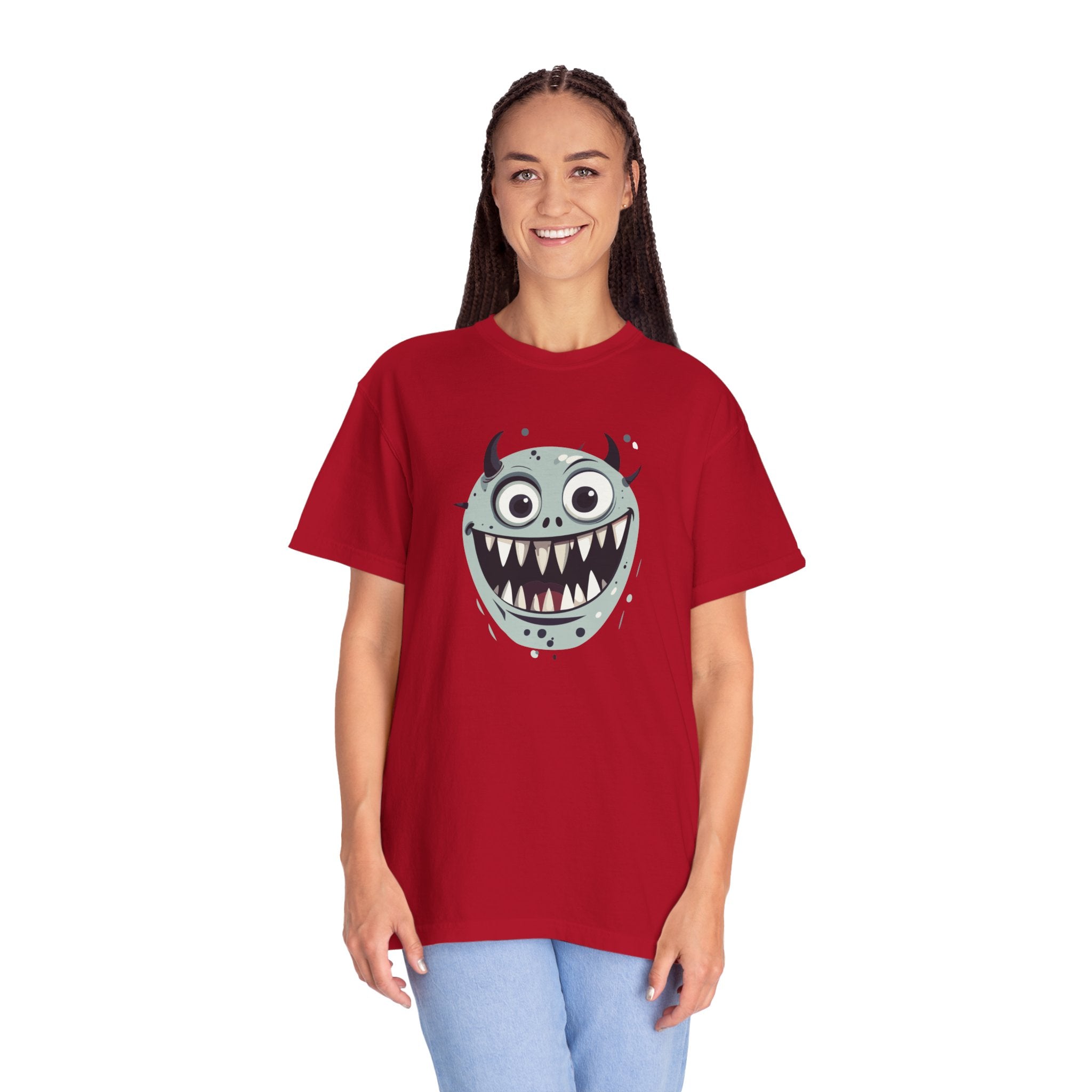 Monster Face T-Shirt Funny Creepy Grinning Monster Graphic Tee