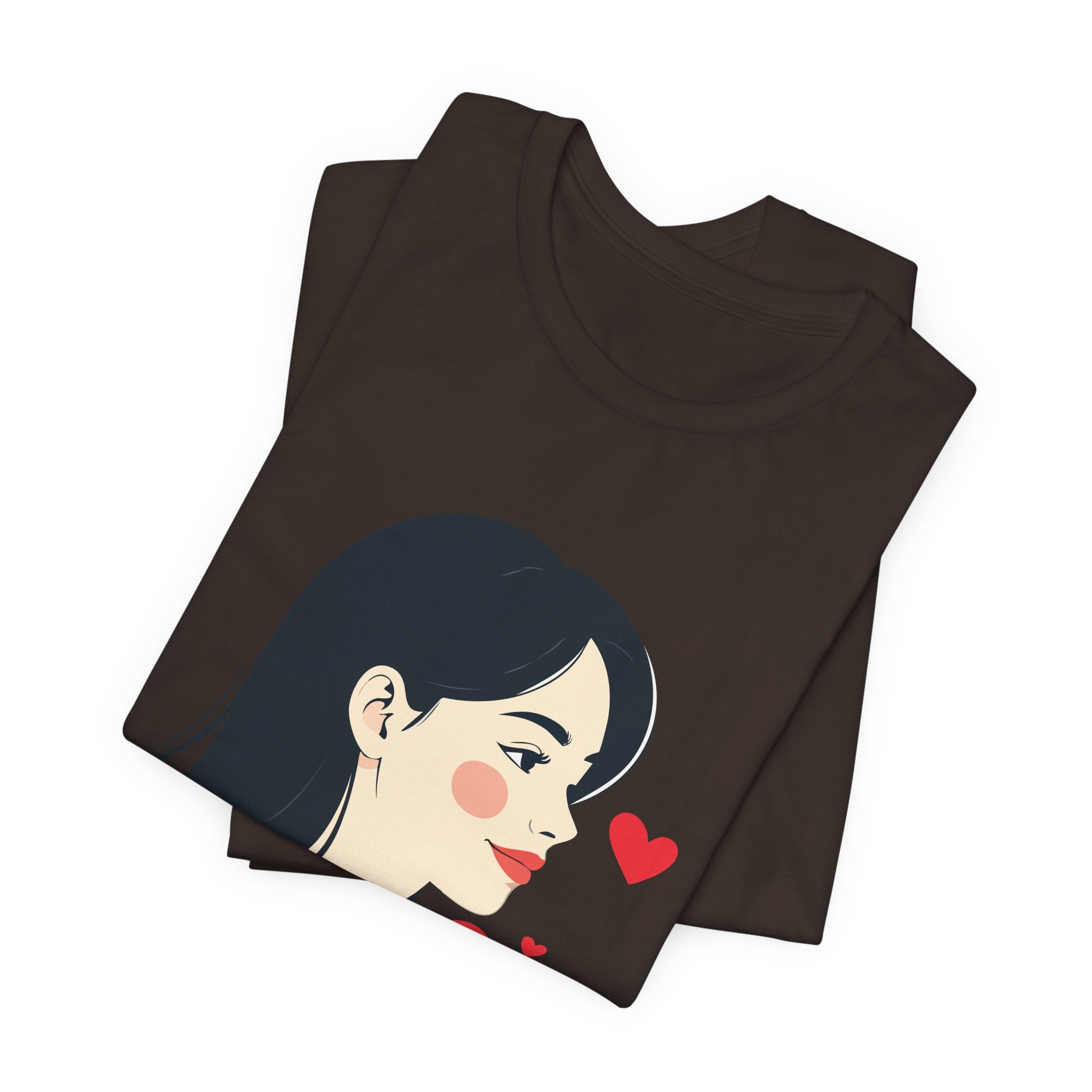 Women’s Portrait Tee with Heart Accents – Cute Kawaii Girl Graphic T-Shirt