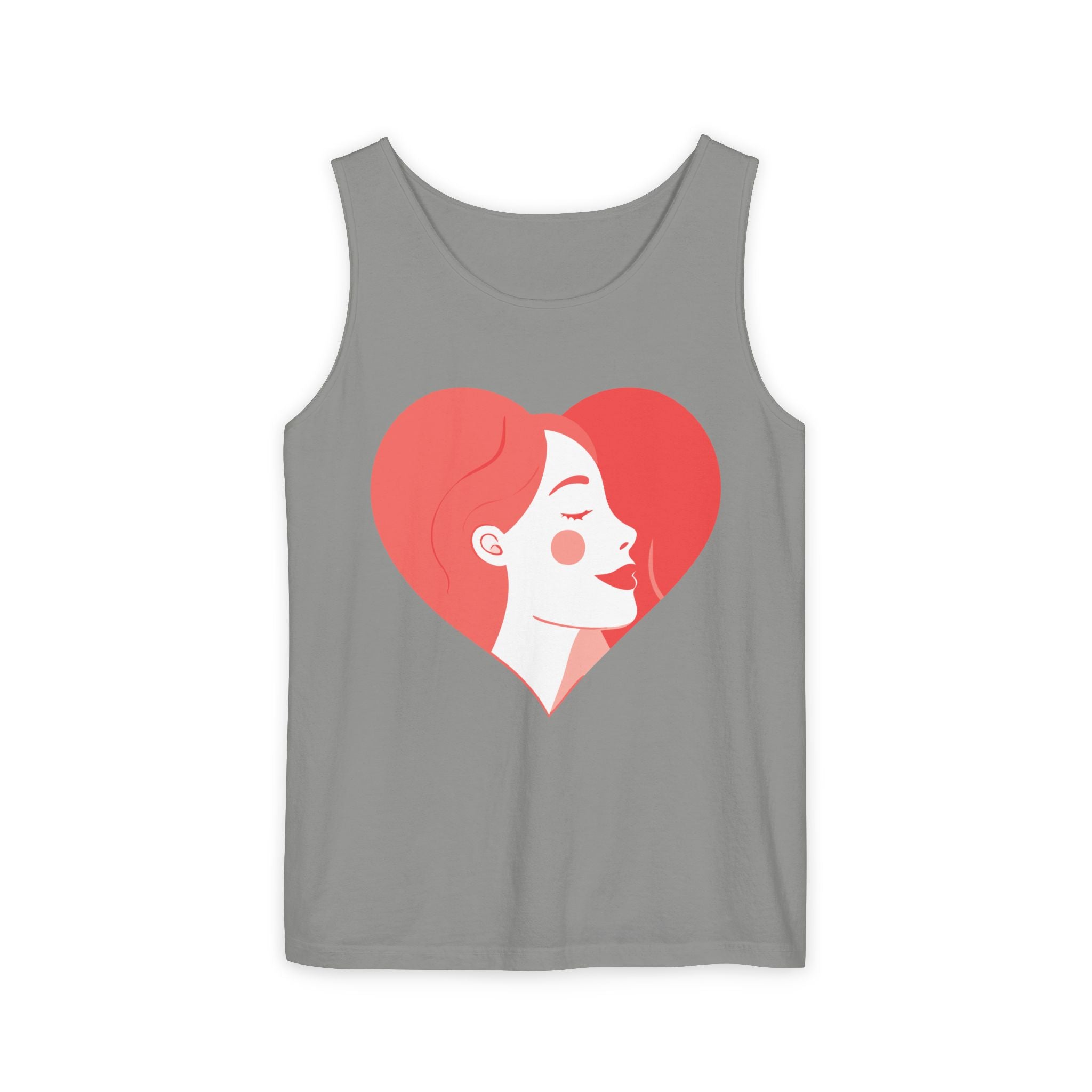 Heart Profile Tank Top — Minimal Feminine Love Graphic