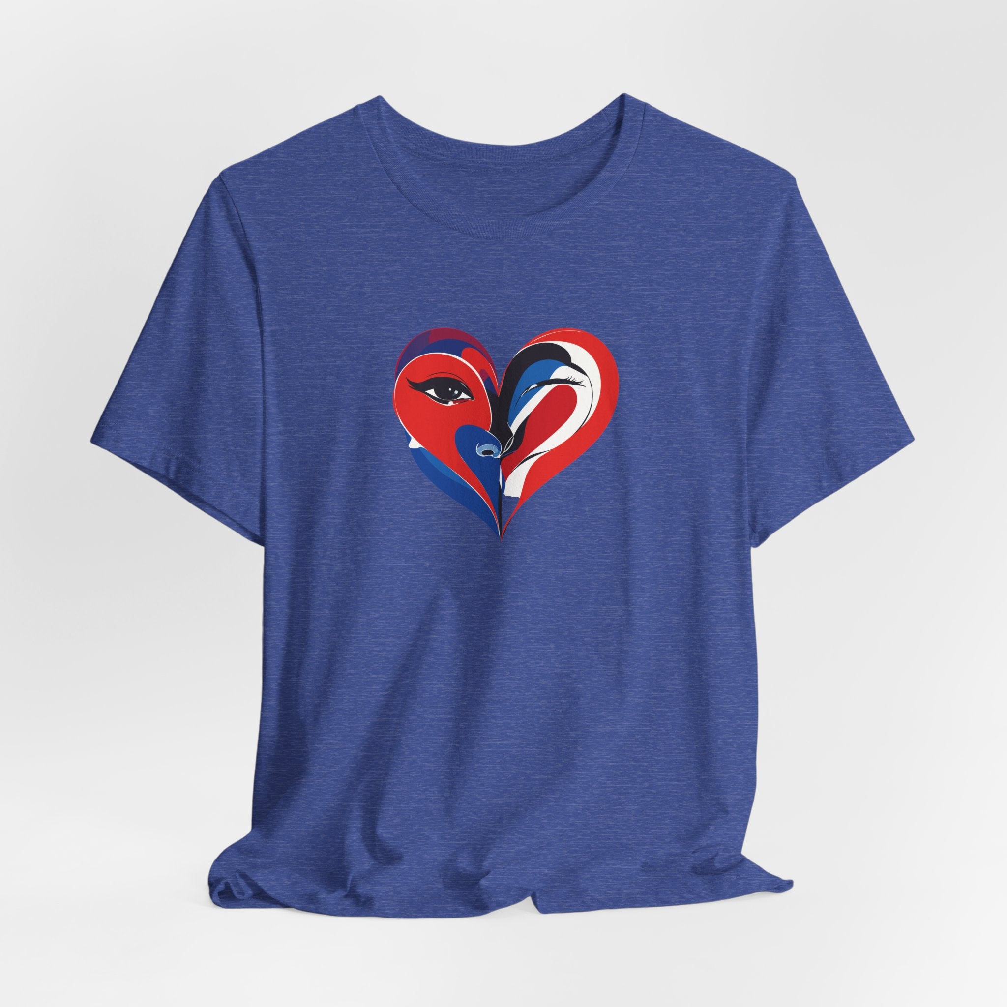 Heart Portrait Tee Romantic Face Heart Graphic T‑Shirt
