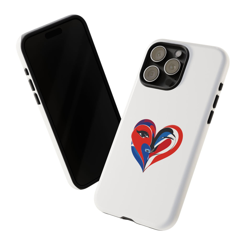 Heart Face Phone Case Red & Blue Abstract Love Design