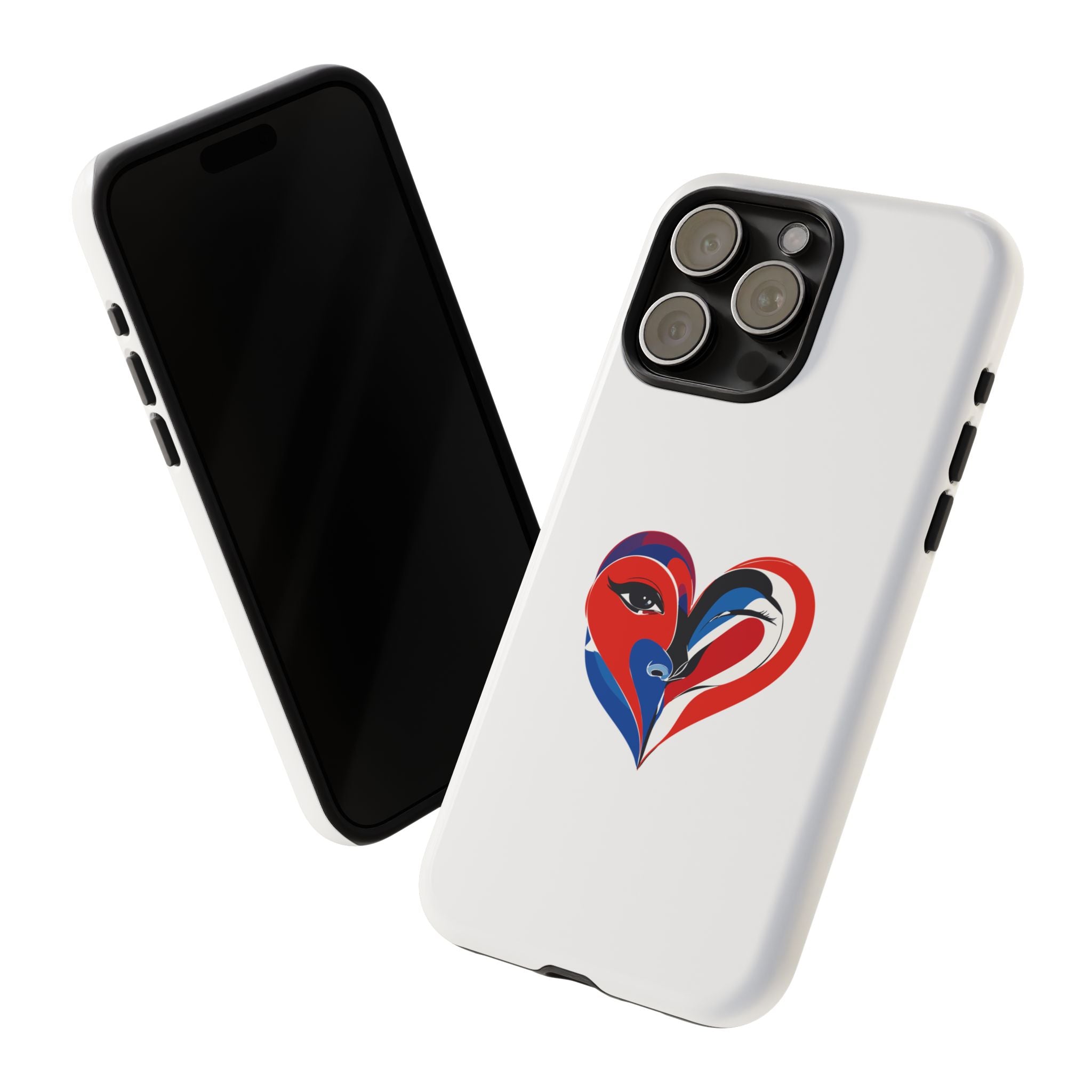 Heart Face Phone Case Red & Blue Abstract Love Design