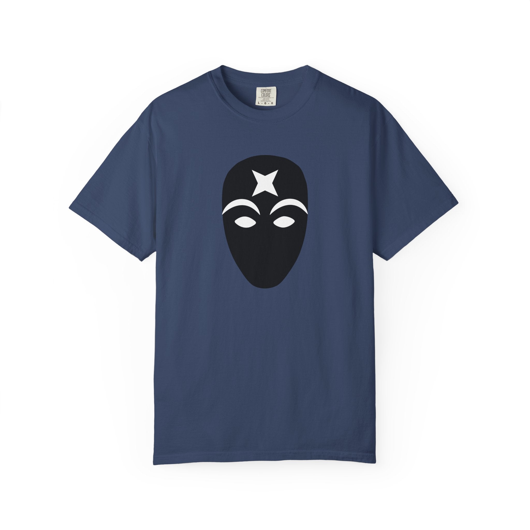 Masked Star Tee  Minimalist Black Mask Graphic T-Shirt