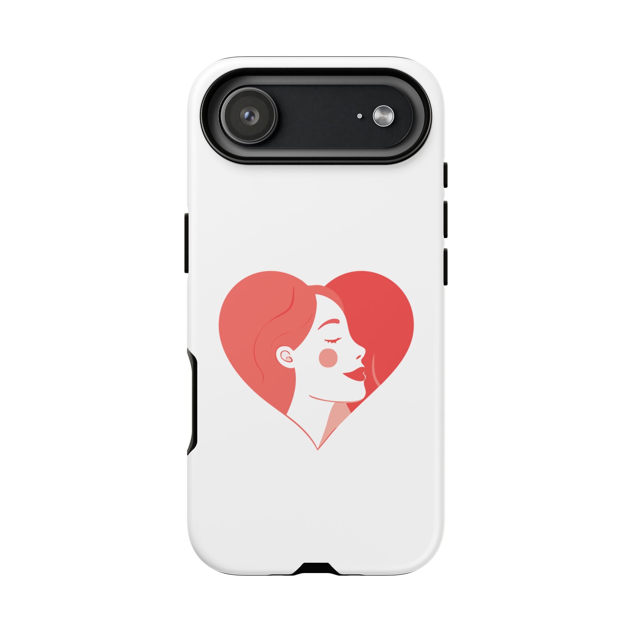 Phone Case — Minimal Heart Portrait Protective Tough Case (Pink Girly Love Design)