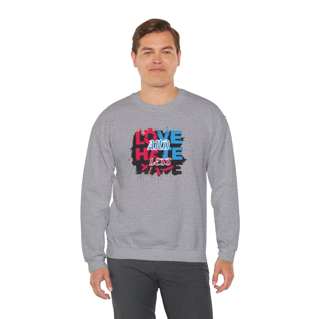 Crewneck Sweatshirt 'Love and Less Hate' Graffiti Heart Design