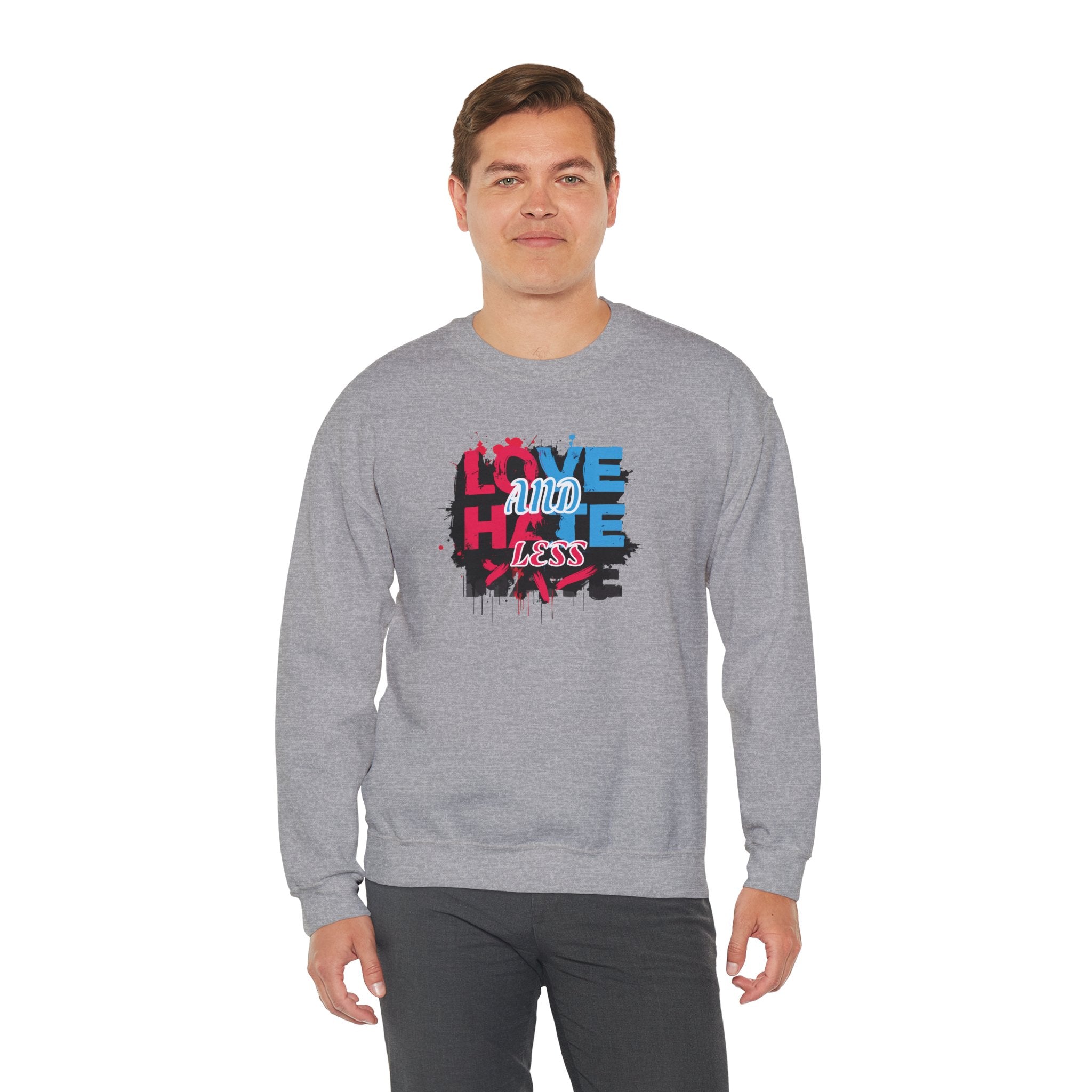 Crewneck Sweatshirt 'Love and Less Hate' Graffiti Heart Design