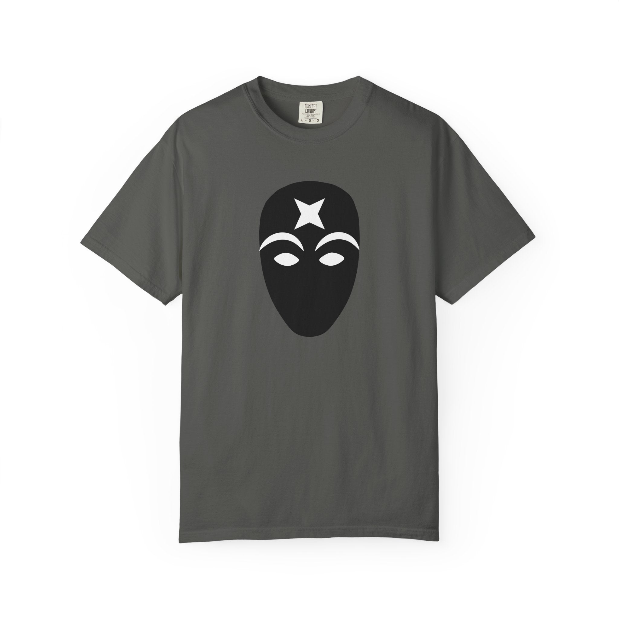 Masked Star Tee  Minimalist Black Mask Graphic T-Shirt