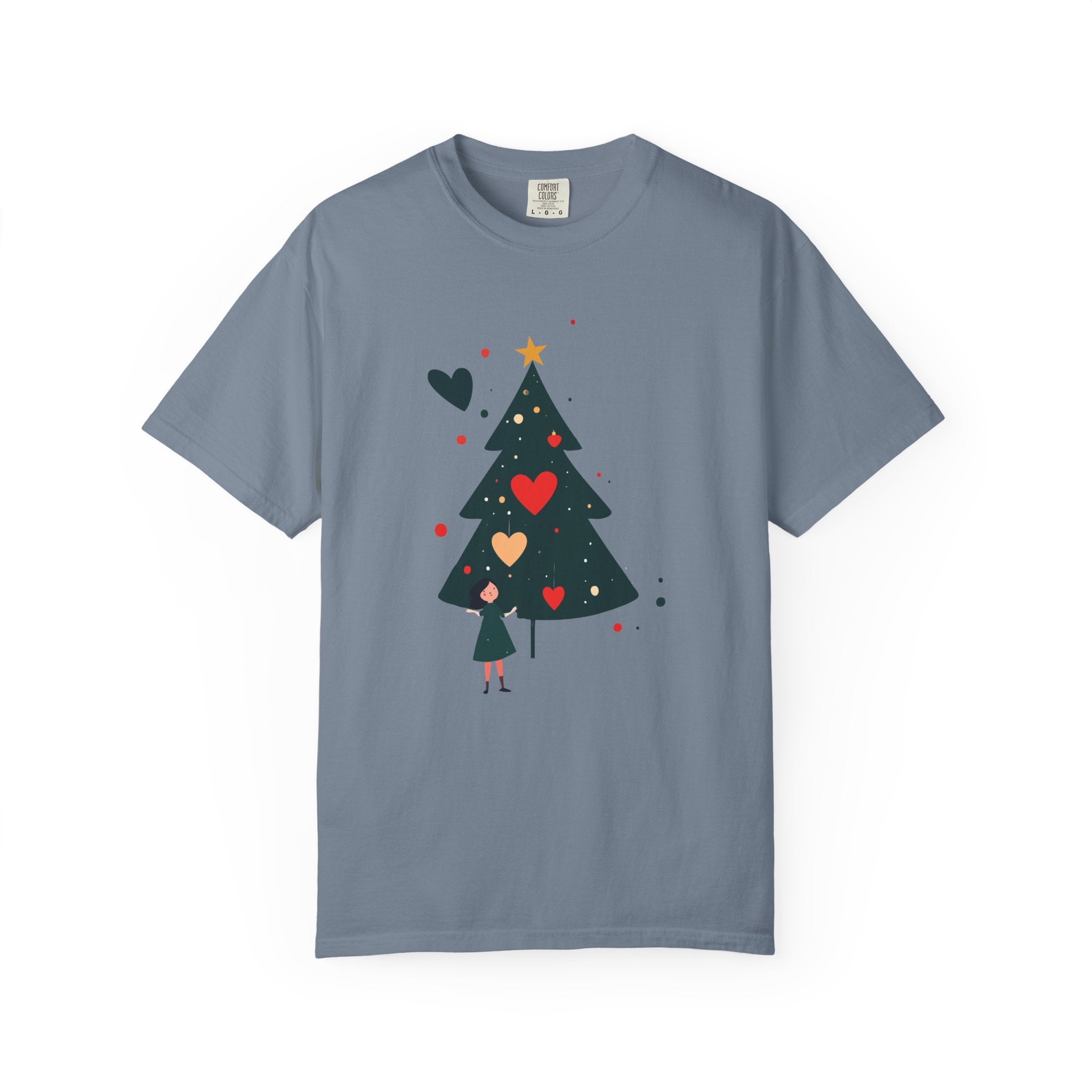 Christmas Tree Hearts T-Shirt — Cute Holiday Tree with Hearts Graphic