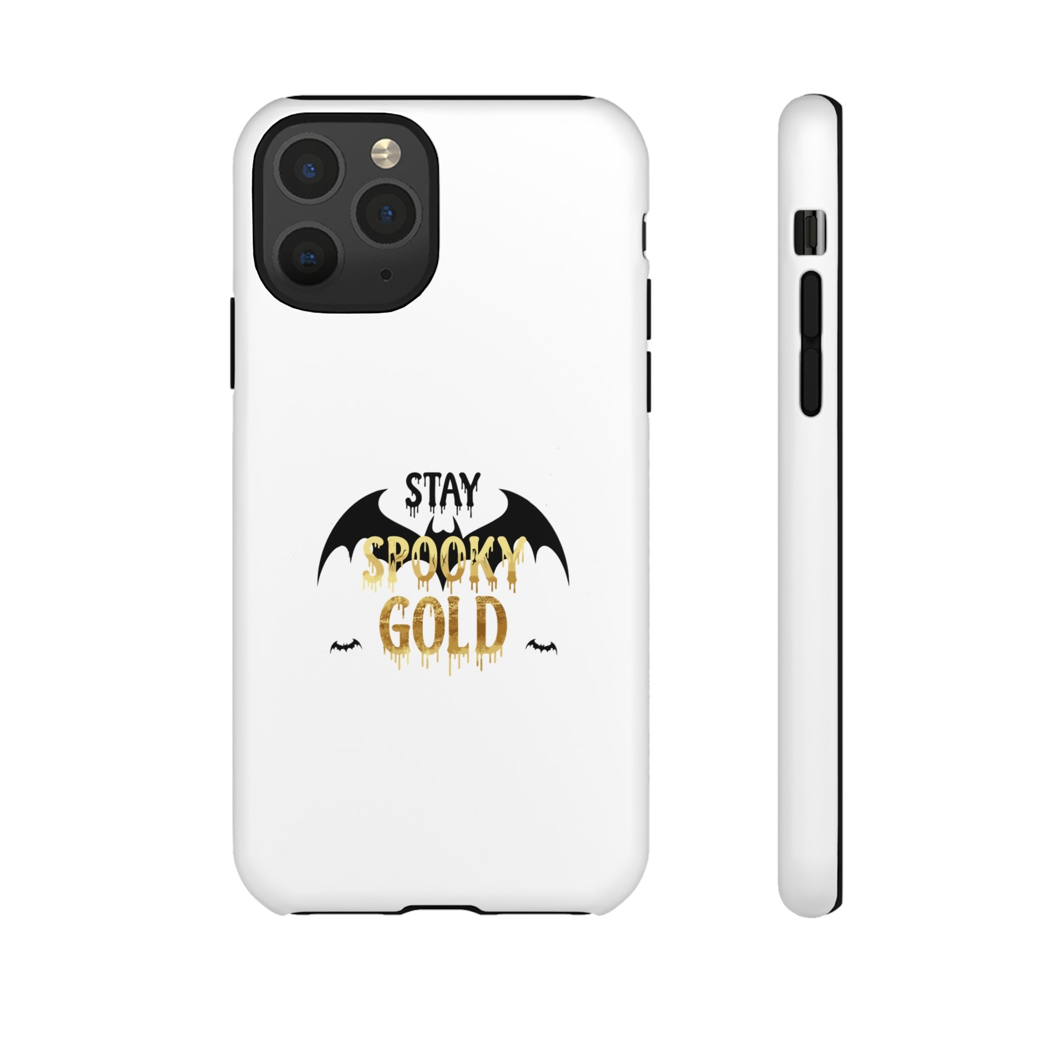 Stay Spooky Gold Phone Case Halloween Bat Design