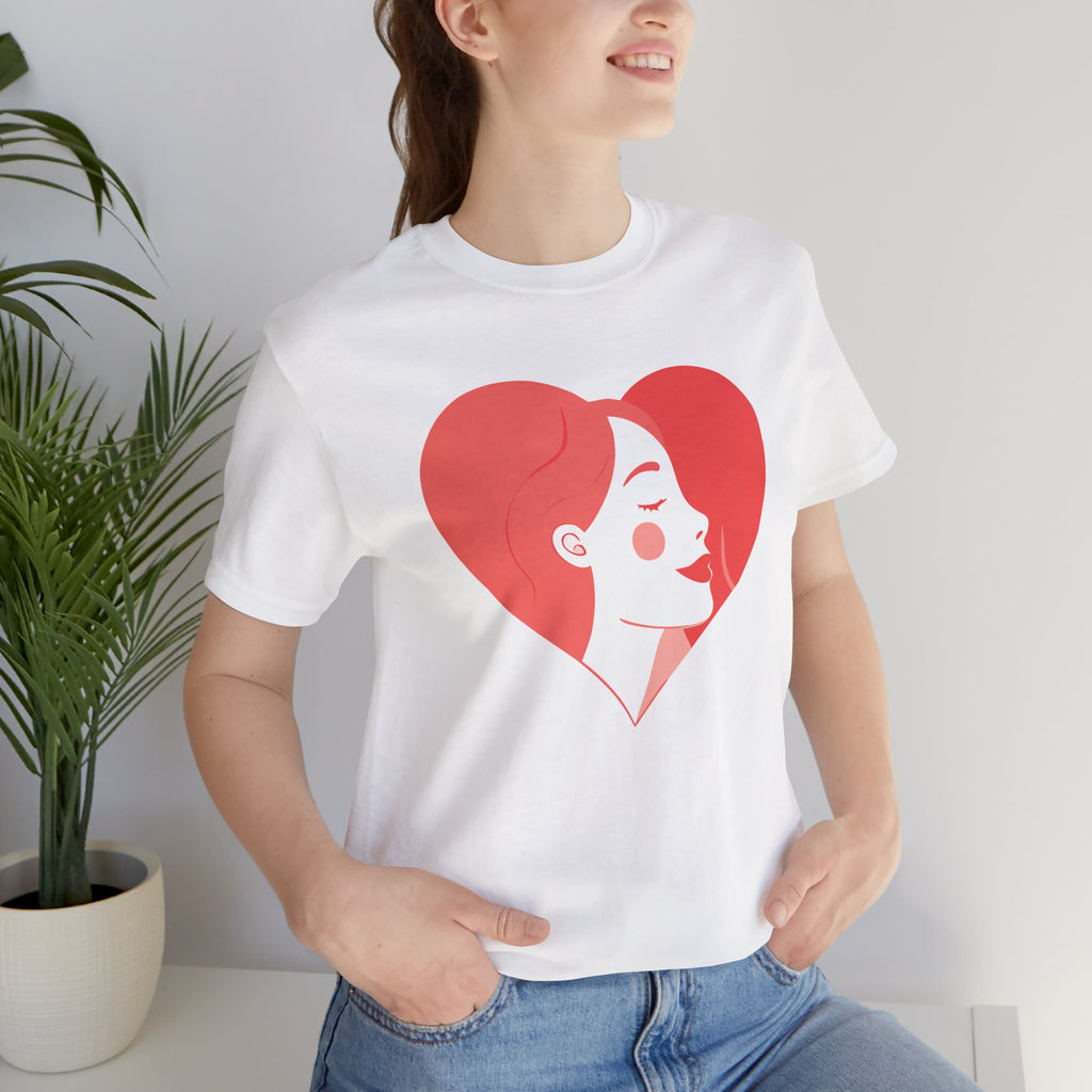 Heart Profile Tee - Minimal Romantic Woman Illustration T-Shirt