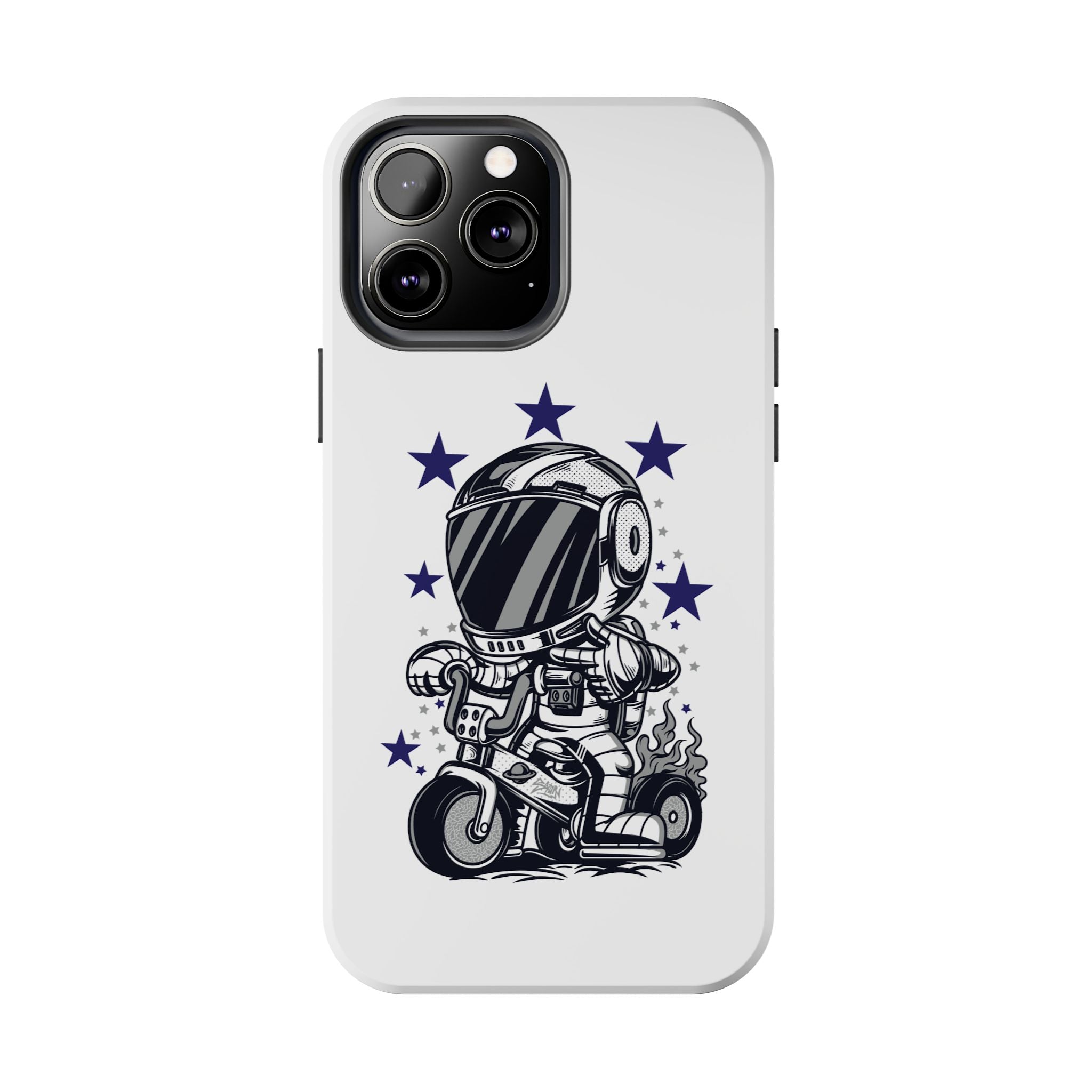 Astronaut Biker Tough Phone Case Retro Space Helmet Rider with Stars