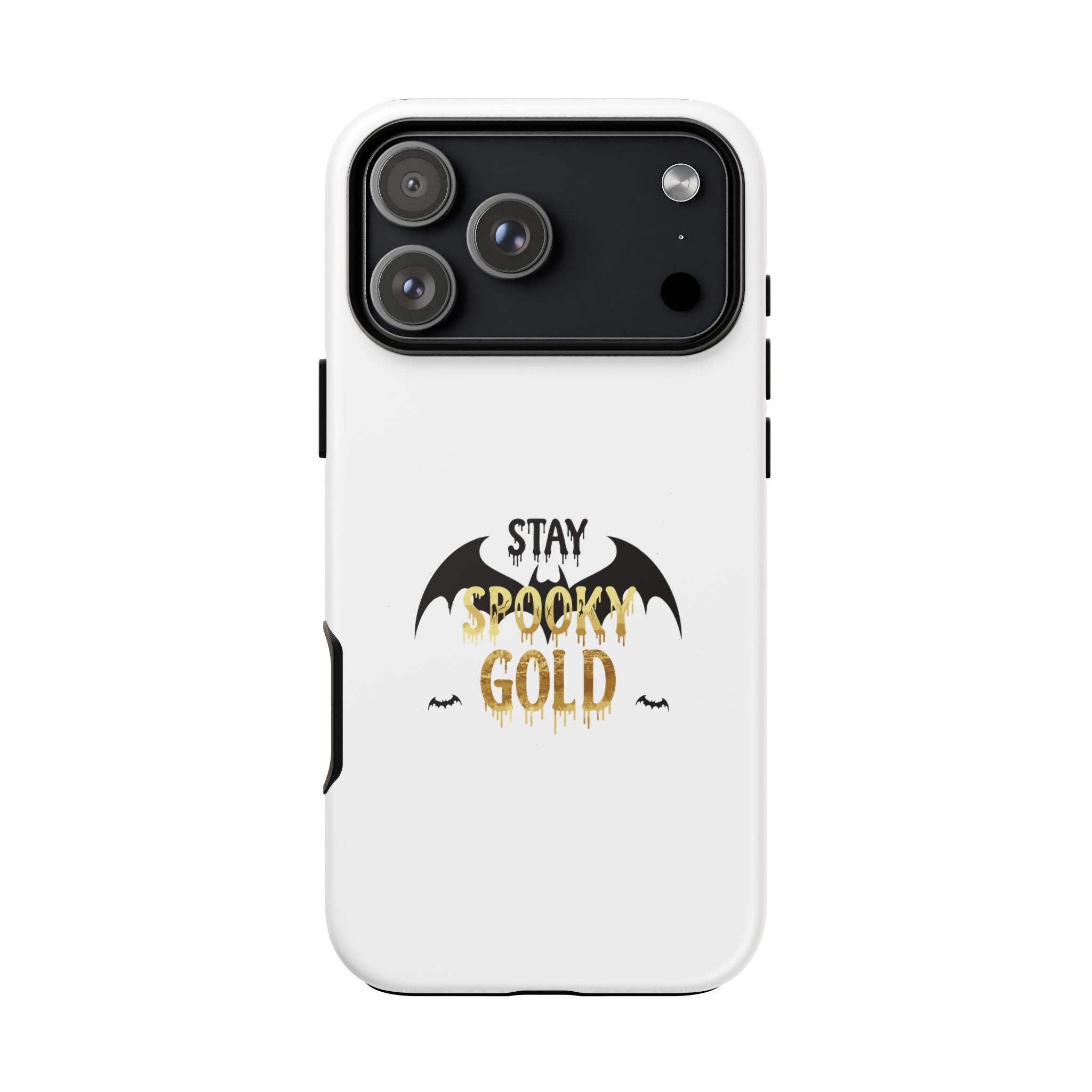Stay Spooky Gold Phone Case Halloween Bat Design