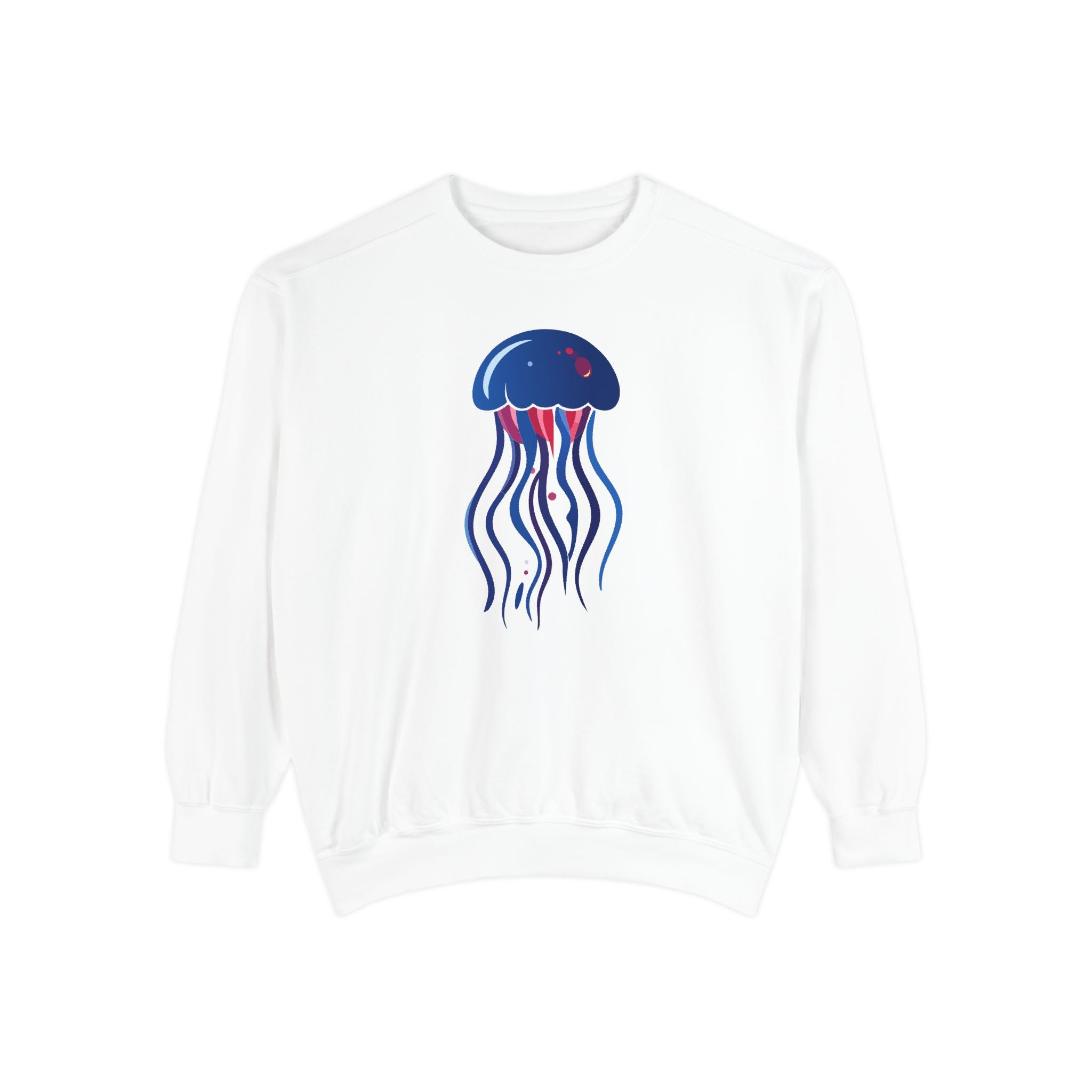 Jellyfish Graphic Sweatshirt Nautical Blue Ocean Crewneck
