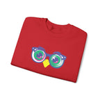 Owl Glasses Sequin Crewneck Sweatshirt Whimsical Sparkle Pullover