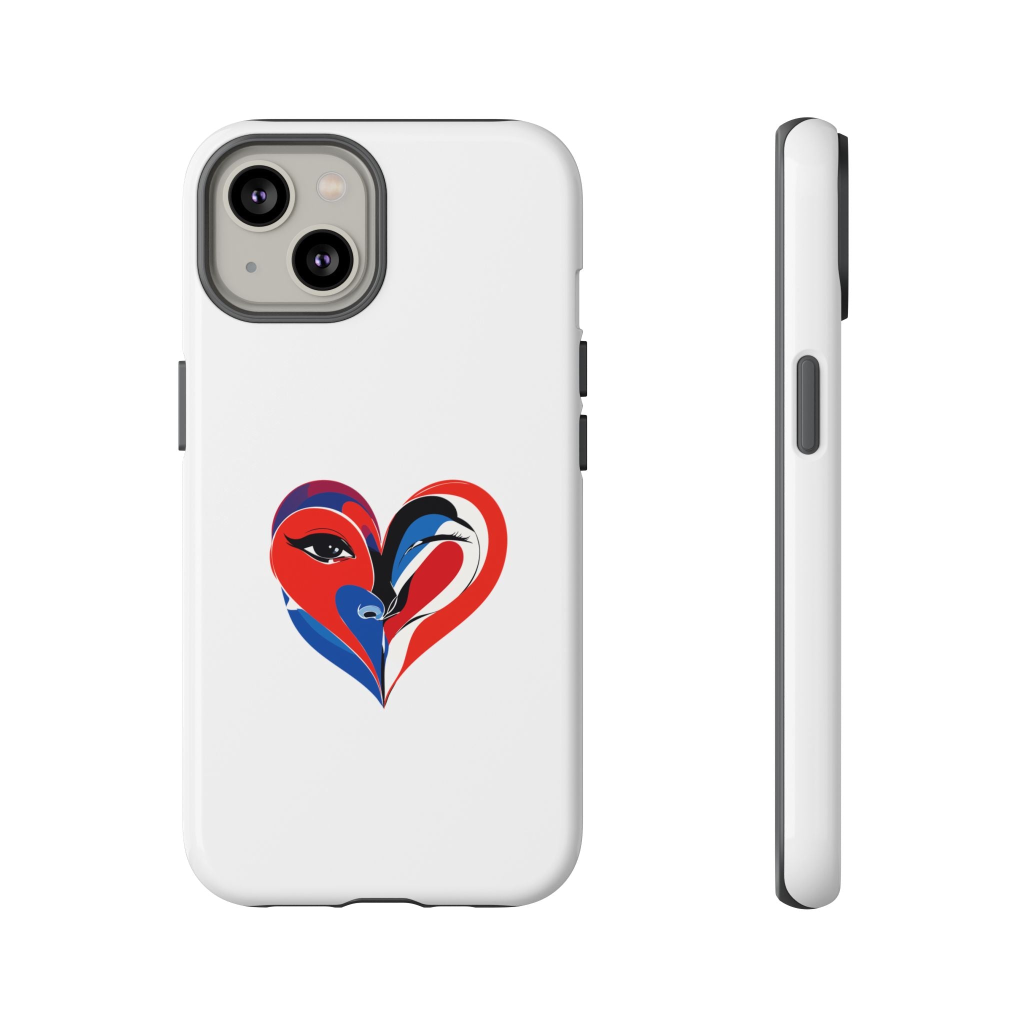 Heart Face Phone Case Red & Blue Abstract Love Design