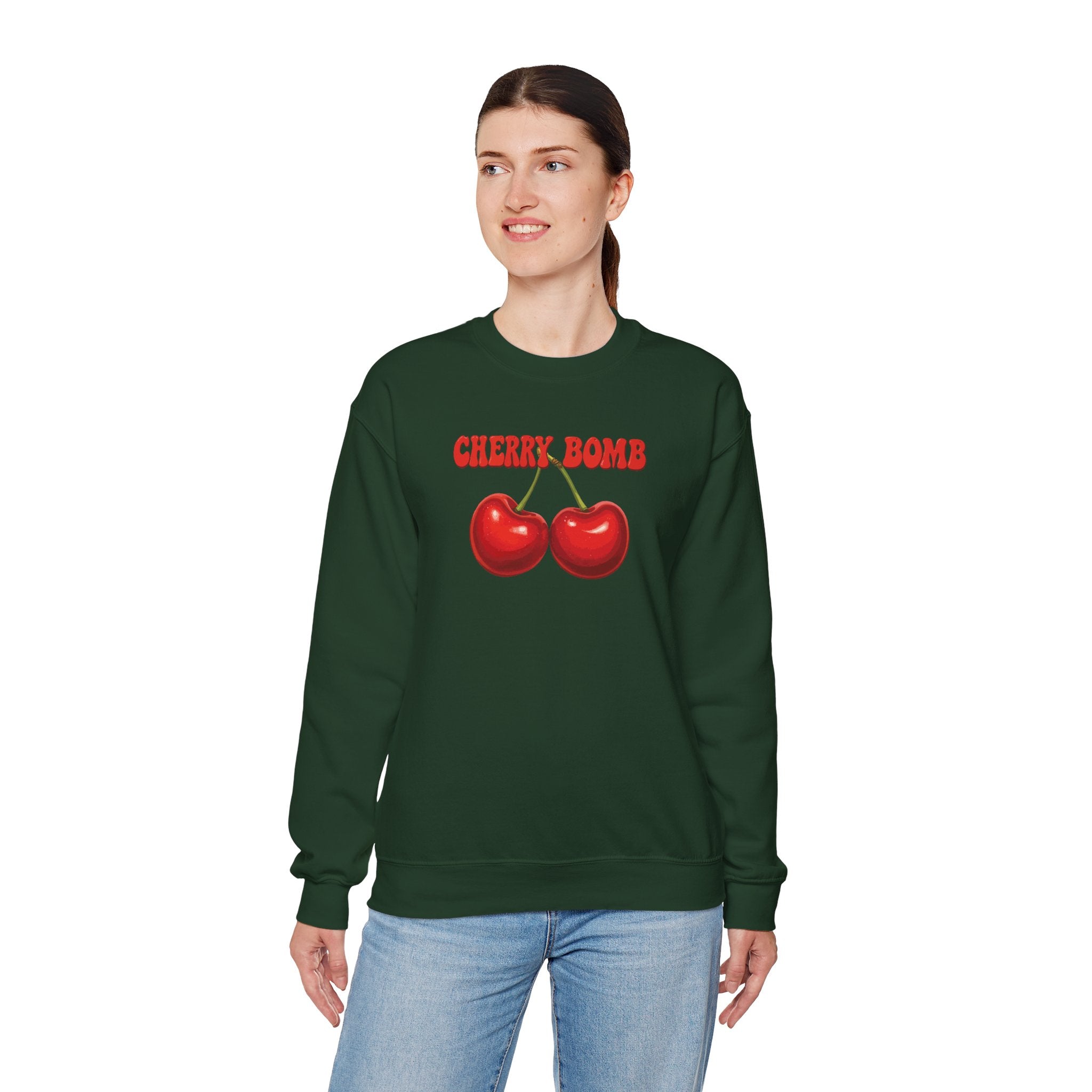 Crewneck Sweatshirt "Cherry Bomb" Retro Cherries Graphic