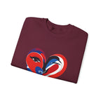 Heart Face Crewneck Sweatshirt Abstract Red & Blue Love Graphic