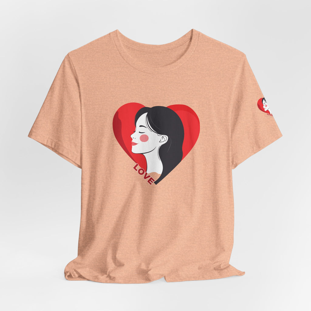 T-Shirt Retro Woman in Heart 'Love' Graphic Tee