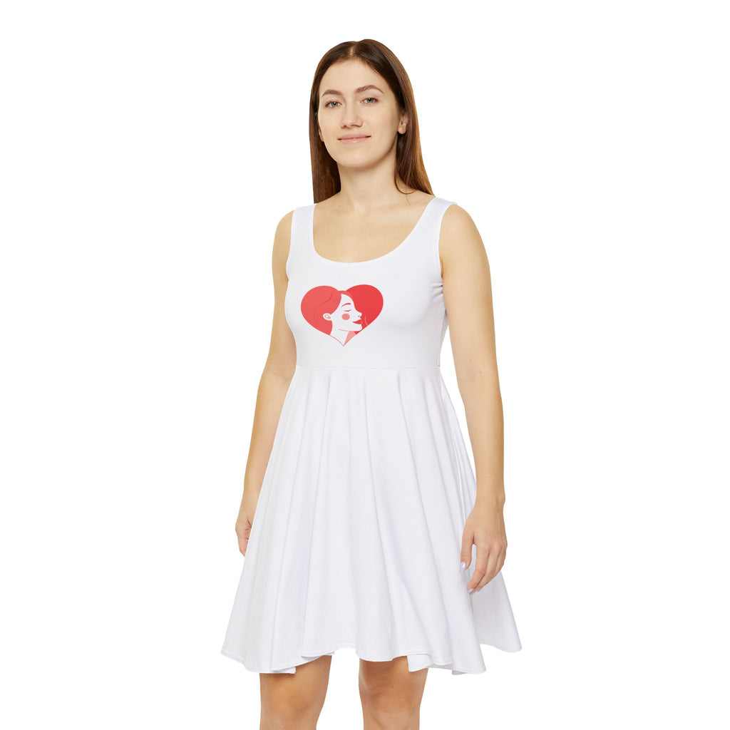 Heart Silhouette Women's Skater Dress — Retro Lady Portrait Graphic