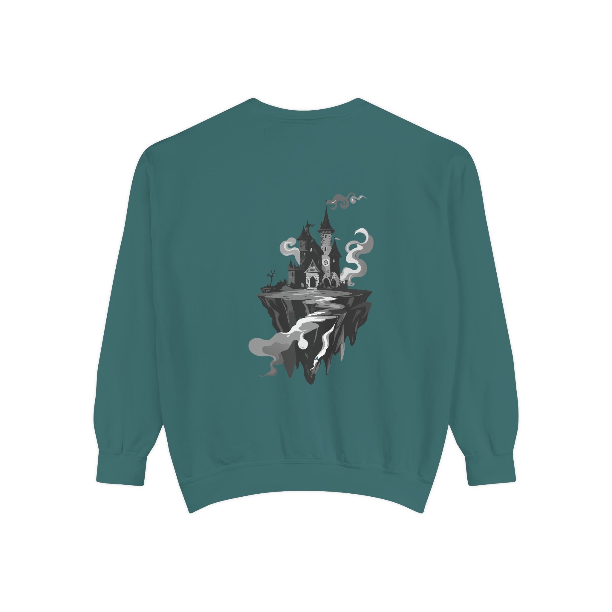 Floating Haunted Castle Sweatshirt Gothic Floating Island Crewneck