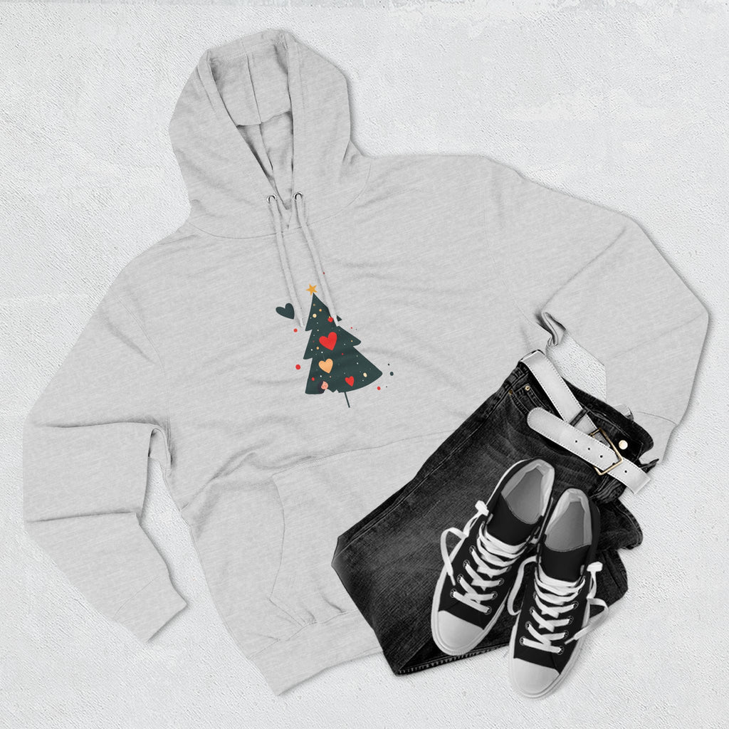 Christmas Tree Heart Hoodie – Cute Minimal Holiday Fleece Hoodie