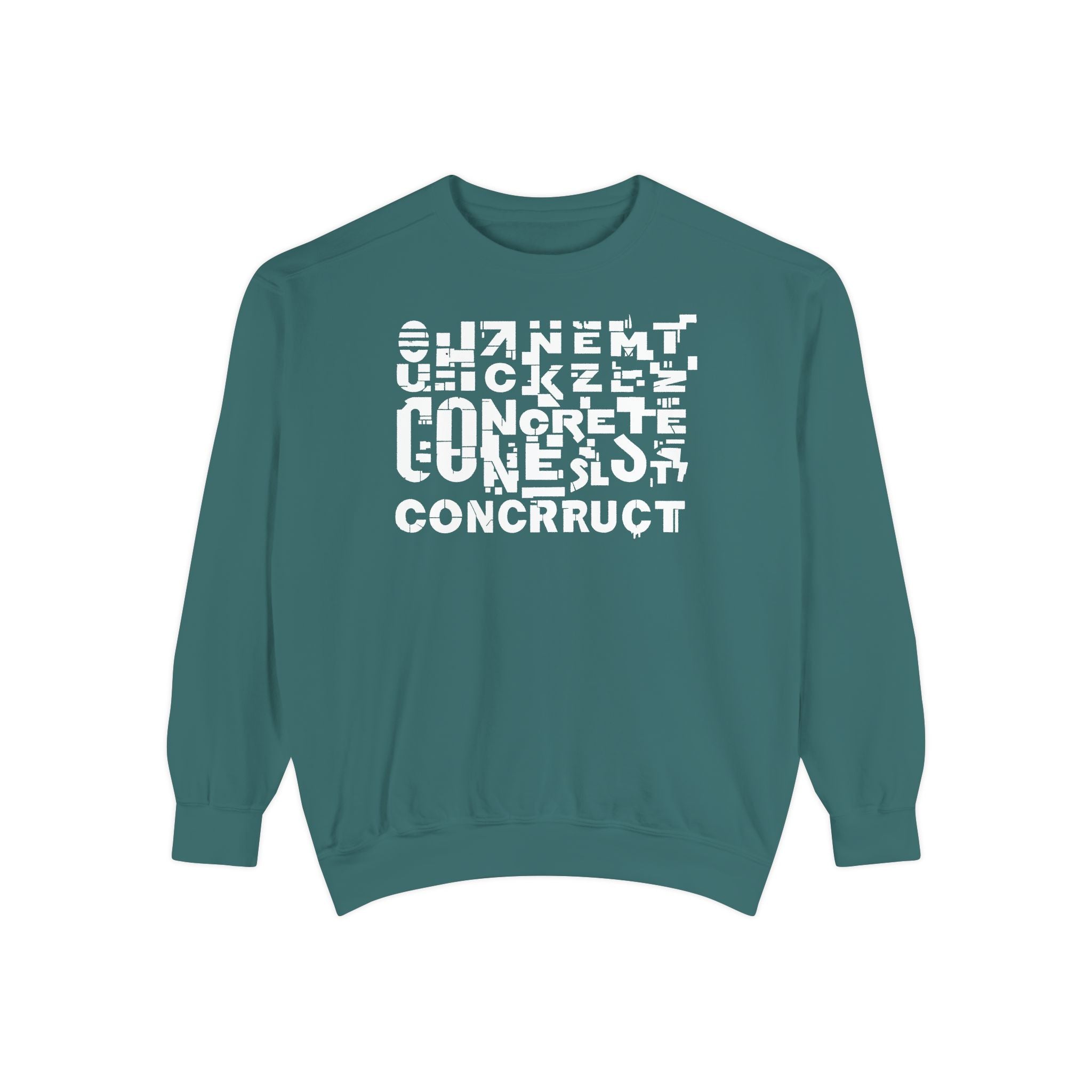Concrete Script Sweatshirt Urban Typography Garment-Dyed Crewneck