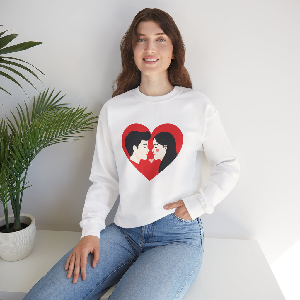 Valentine Couple Heart Crewneck Sweatshirt