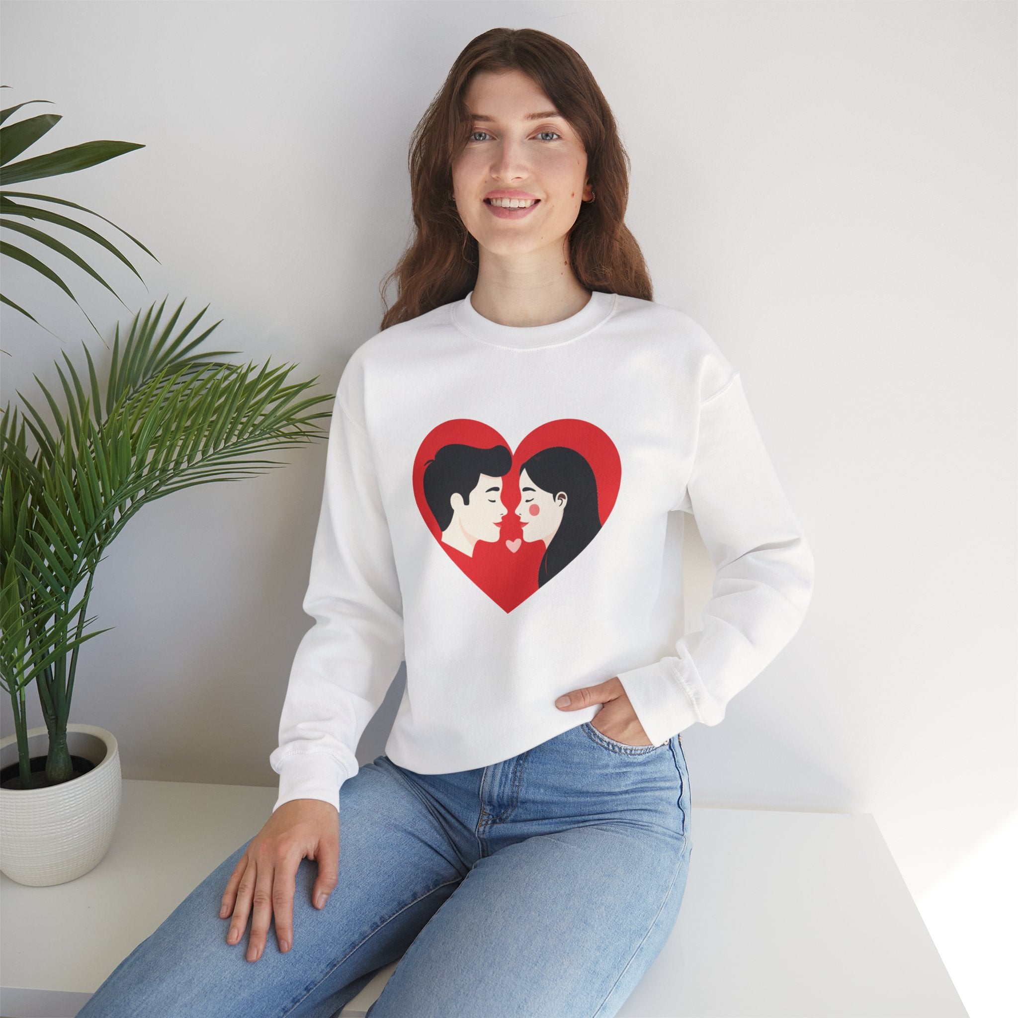 Valentine Couple Heart Crewneck Sweatshirt