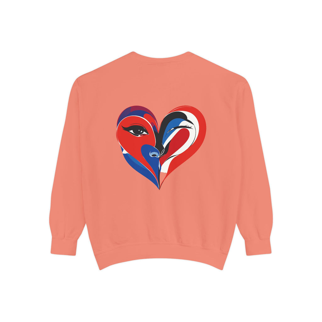 Heart Portrait Sweatshirt Artistic Dual-Face Love Graphic
