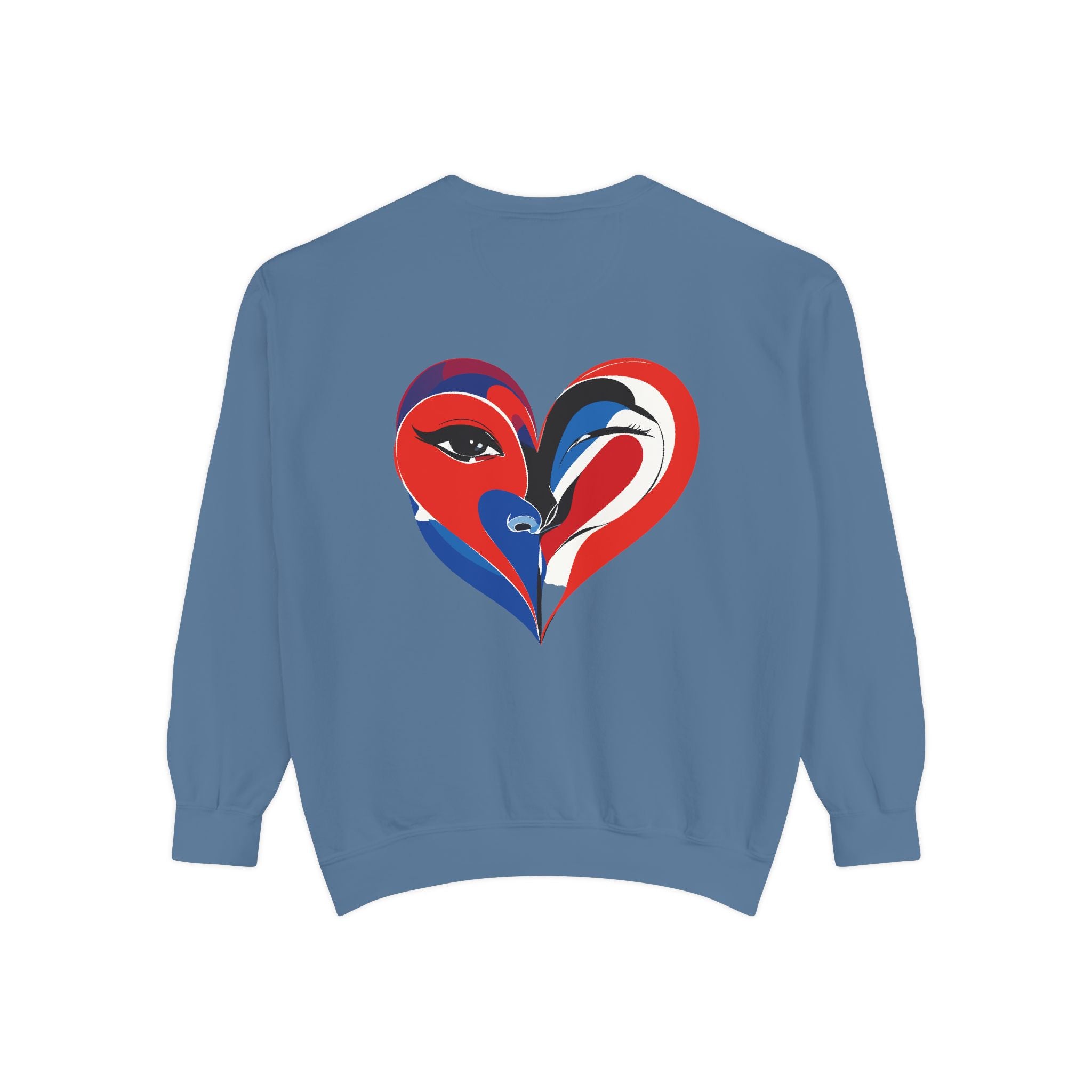 Heart Portrait Sweatshirt Artistic Dual-Face Love Graphic