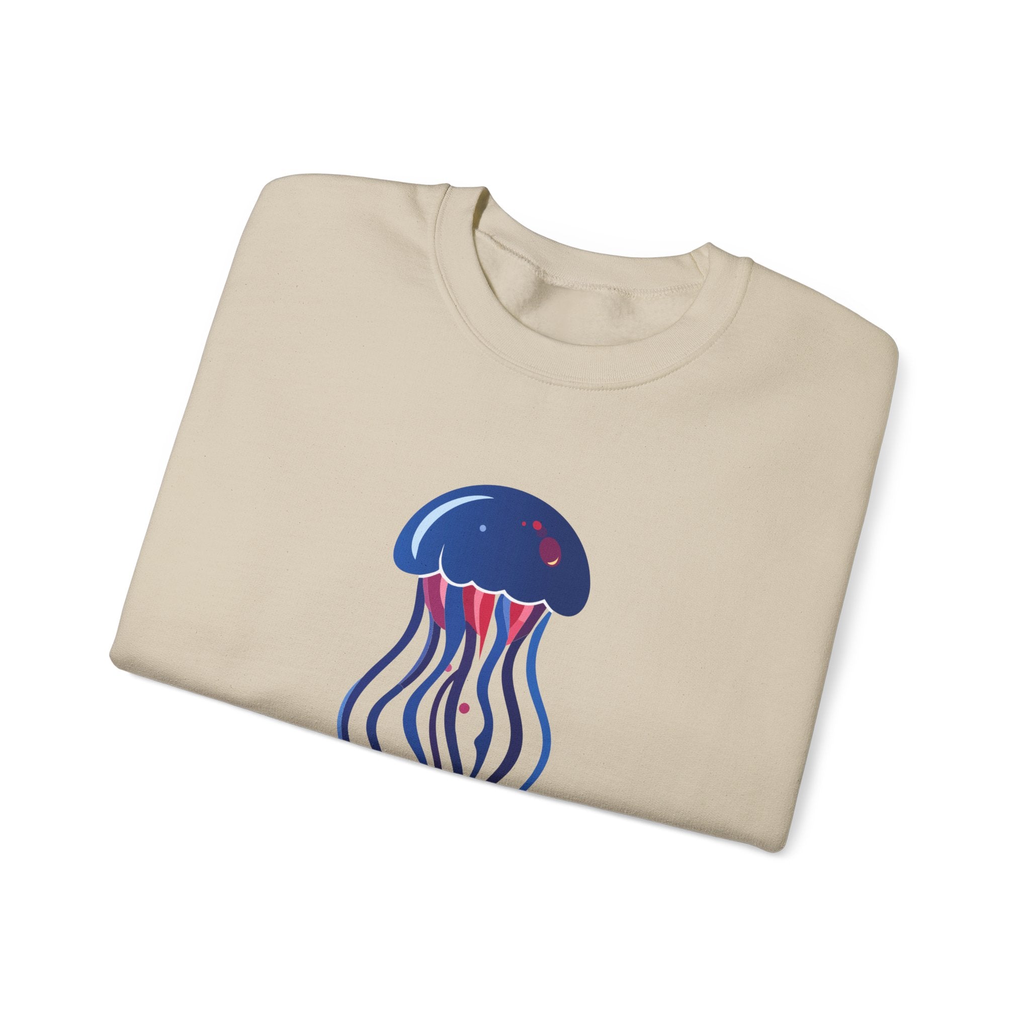 Jellyfish Graphic Crewneck Sweatshirt Cute Blue & Pink Ocean Animal Tee for Beach Lovers