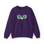 Owl Glasses Sequin Crewneck Sweatshirt Whimsical Sparkle Pullover