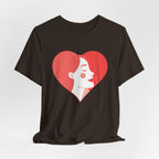 Heart Profile Tee - Minimal Romantic Woman Illustration T-Shirt