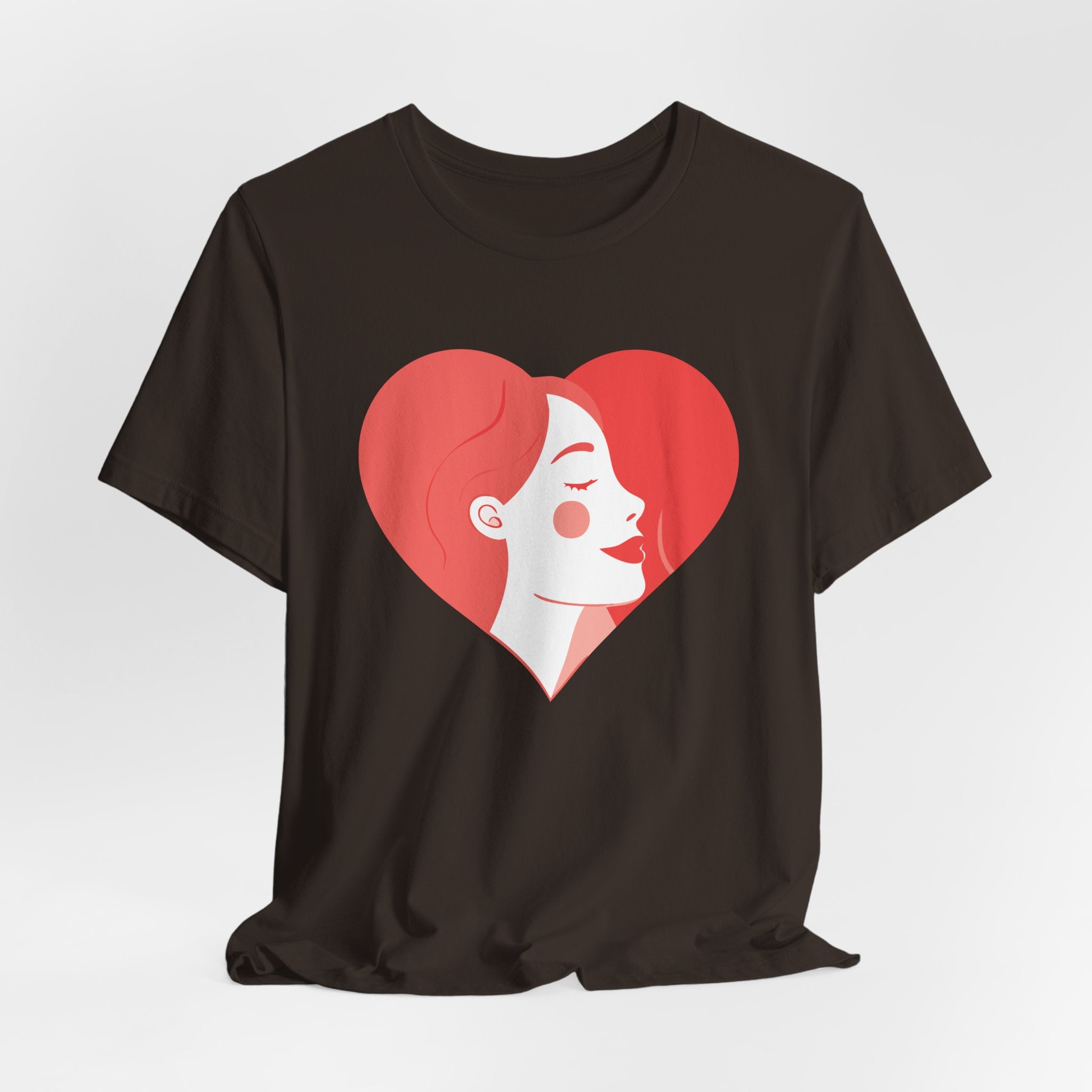 Heart Profile Tee - Minimal Romantic Woman Illustration T-Shirt