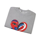 Heart Face Crewneck Sweatshirt Abstract Red & Blue Love Graphic