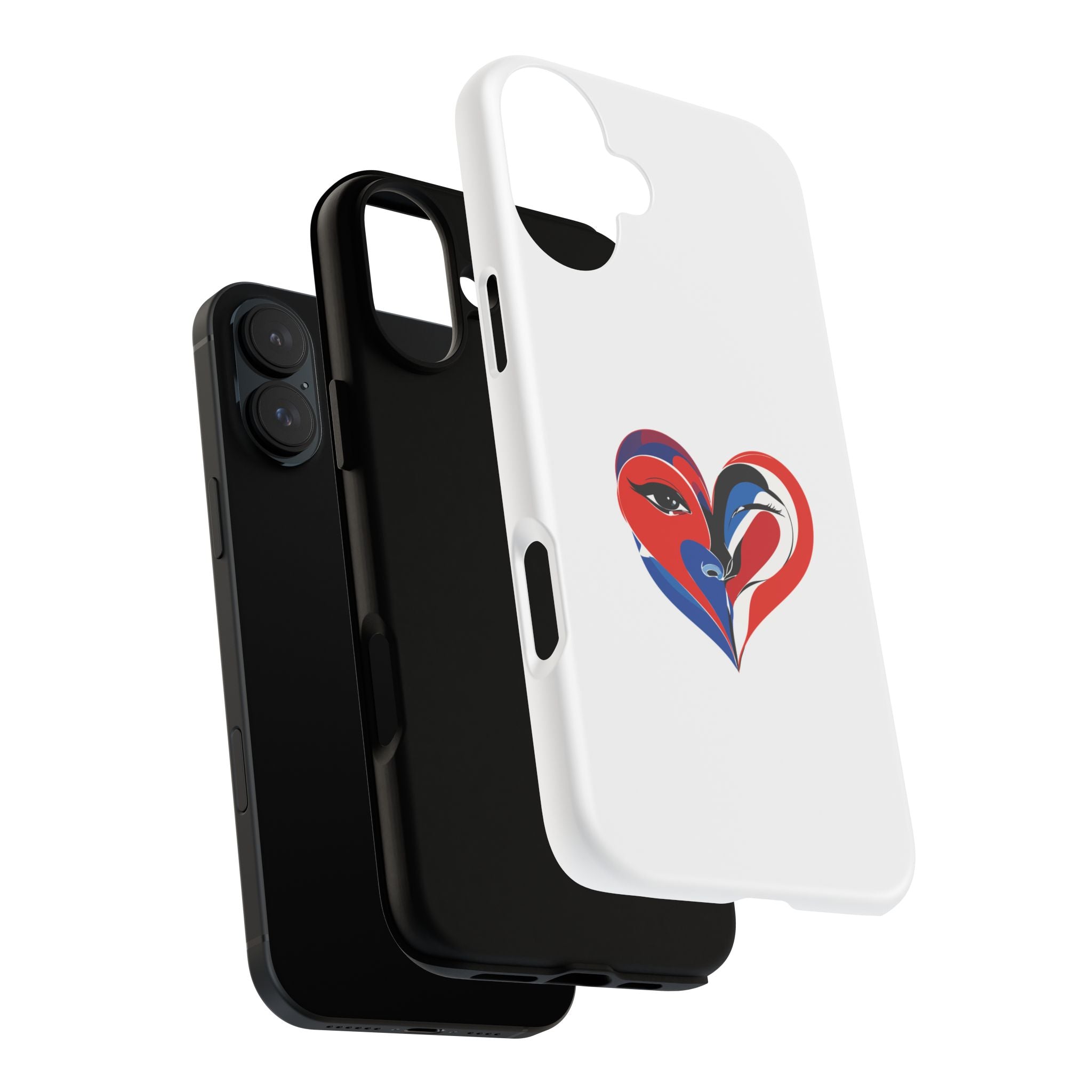 Heart Face Phone Case Red & Blue Abstract Love Design