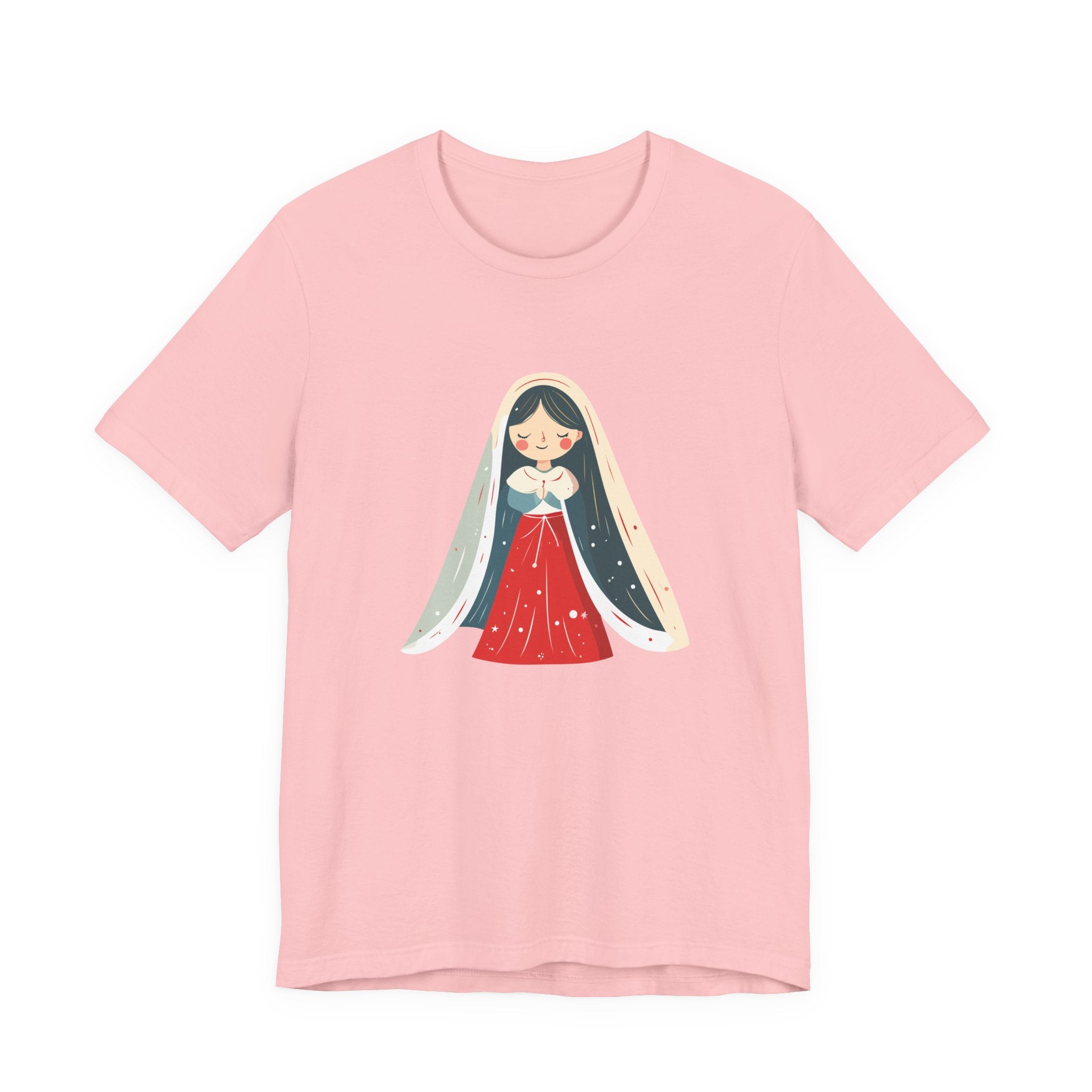 Virgin Mary Illustration Tee — Cute Nativity T-Shirt