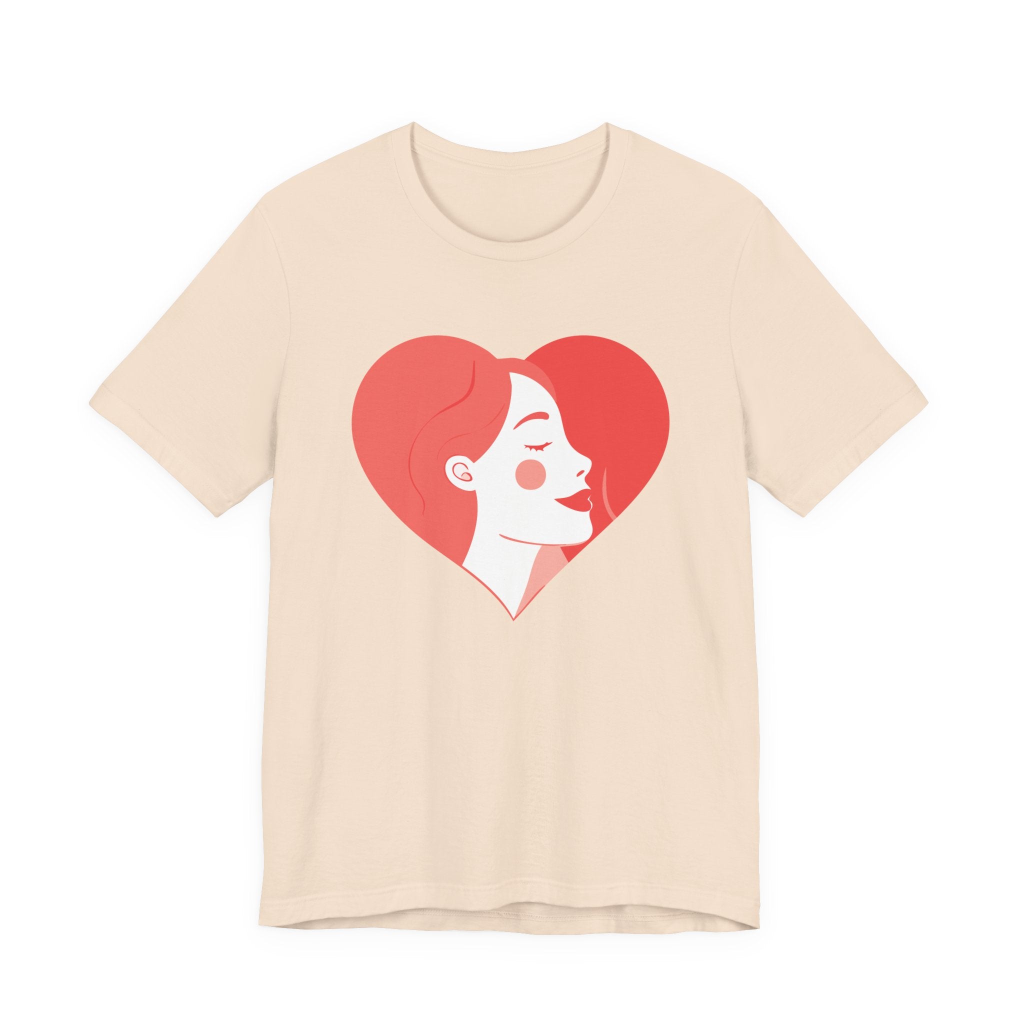 Heart Profile Tee - Minimal Romantic Woman Illustration T-Shirt