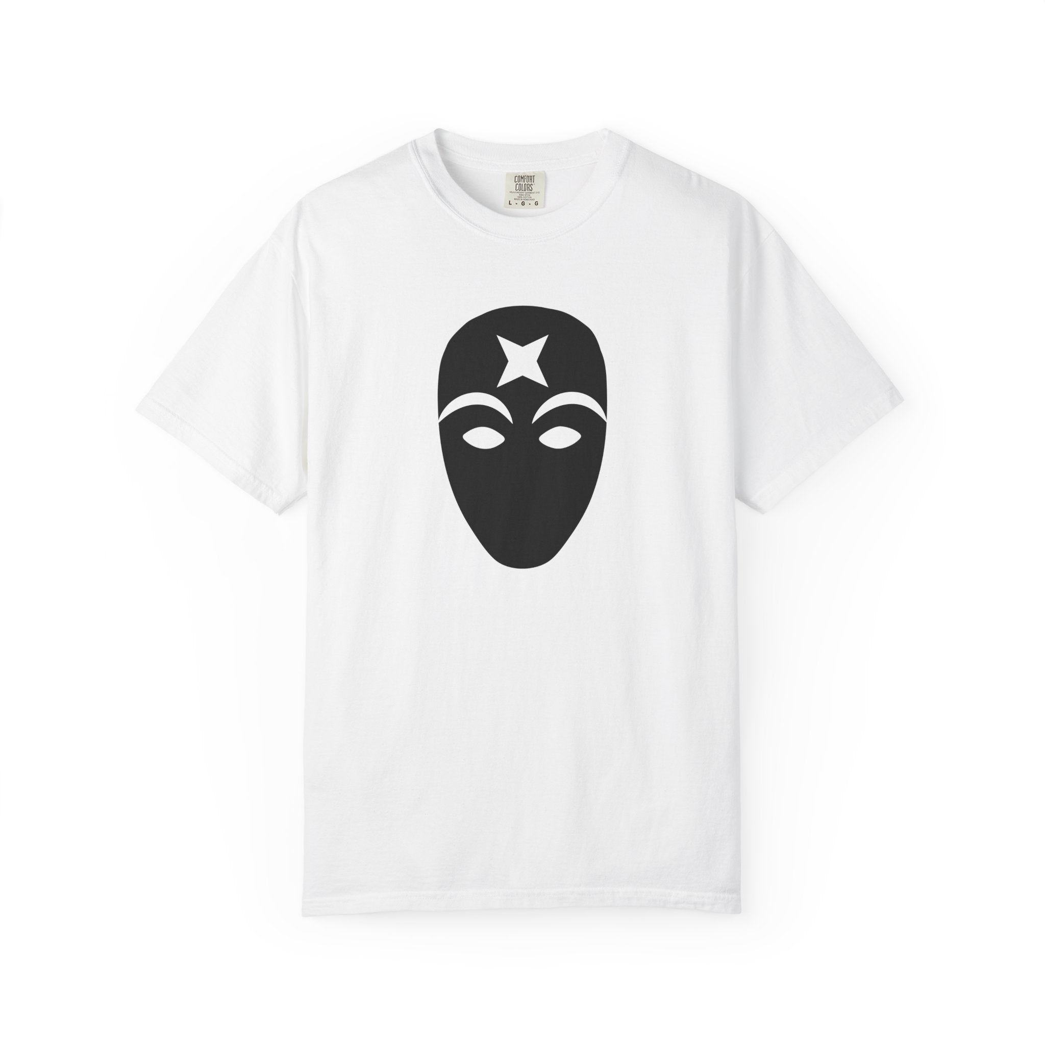 Masked Star Tee  Minimalist Black Mask Graphic T-Shirt